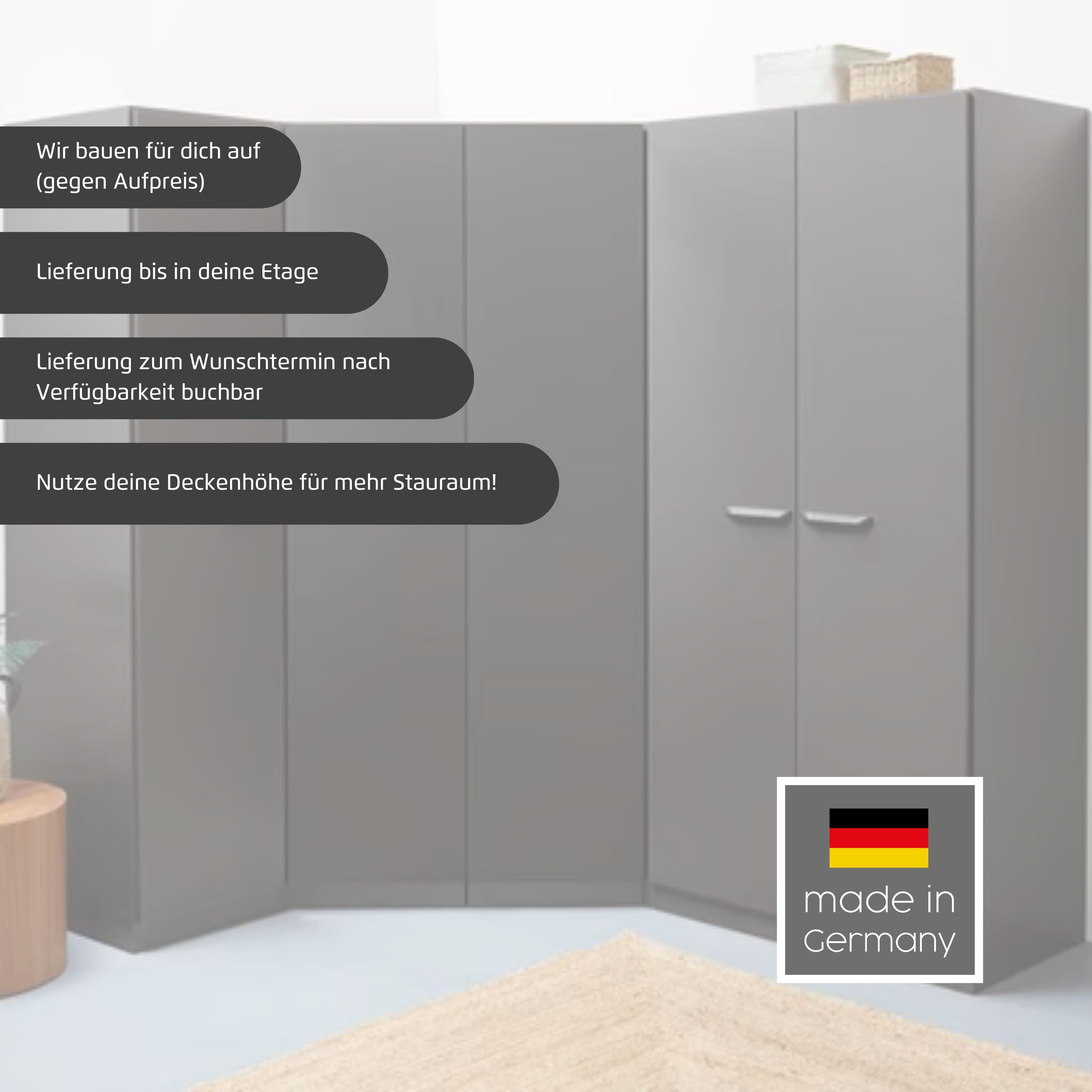 rauch Drehtürenschrank Kleiderschrank Schrank Garderobe Wäscheschrank VANDOR in drei Breiten, Höhe 197 cm, Griffe in Graumetallic MADE IN GERMANY