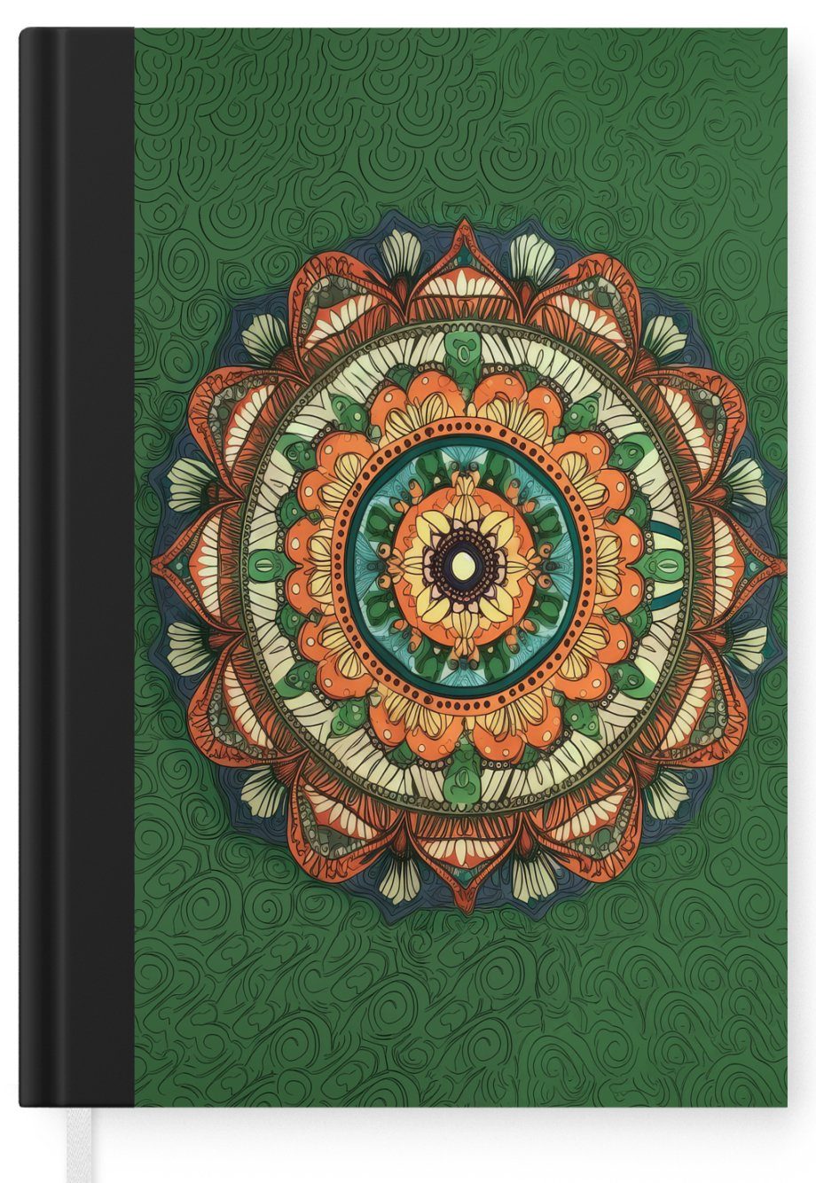 Blumen - Merkzettel, Mandala Tagebuch, A5, Seiten, - Notizbuch MuchoWow Notizheft, Journal, - Haushaltsbuch 98 Orange, Hippie