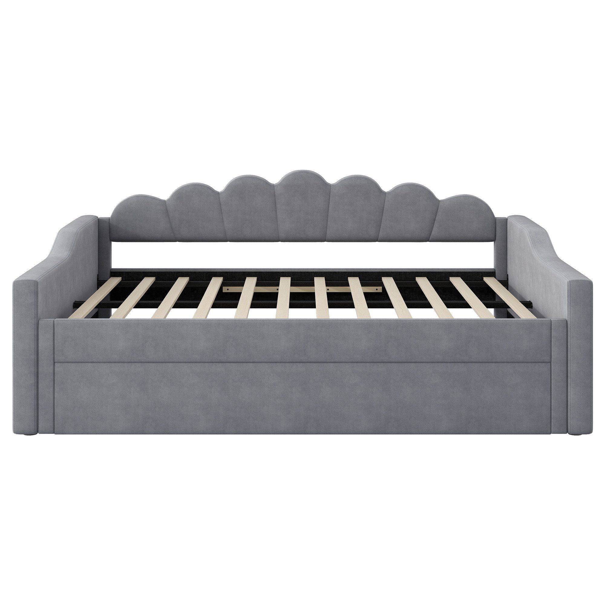 Odikalo Schlafsofa Schlafcouch 140x200 Ausziehbett, Gepolstertes 140 x 200 cm Tagesbett mit LED-Gürtel und Ausziehbett, Grau – Bild 5 von 5