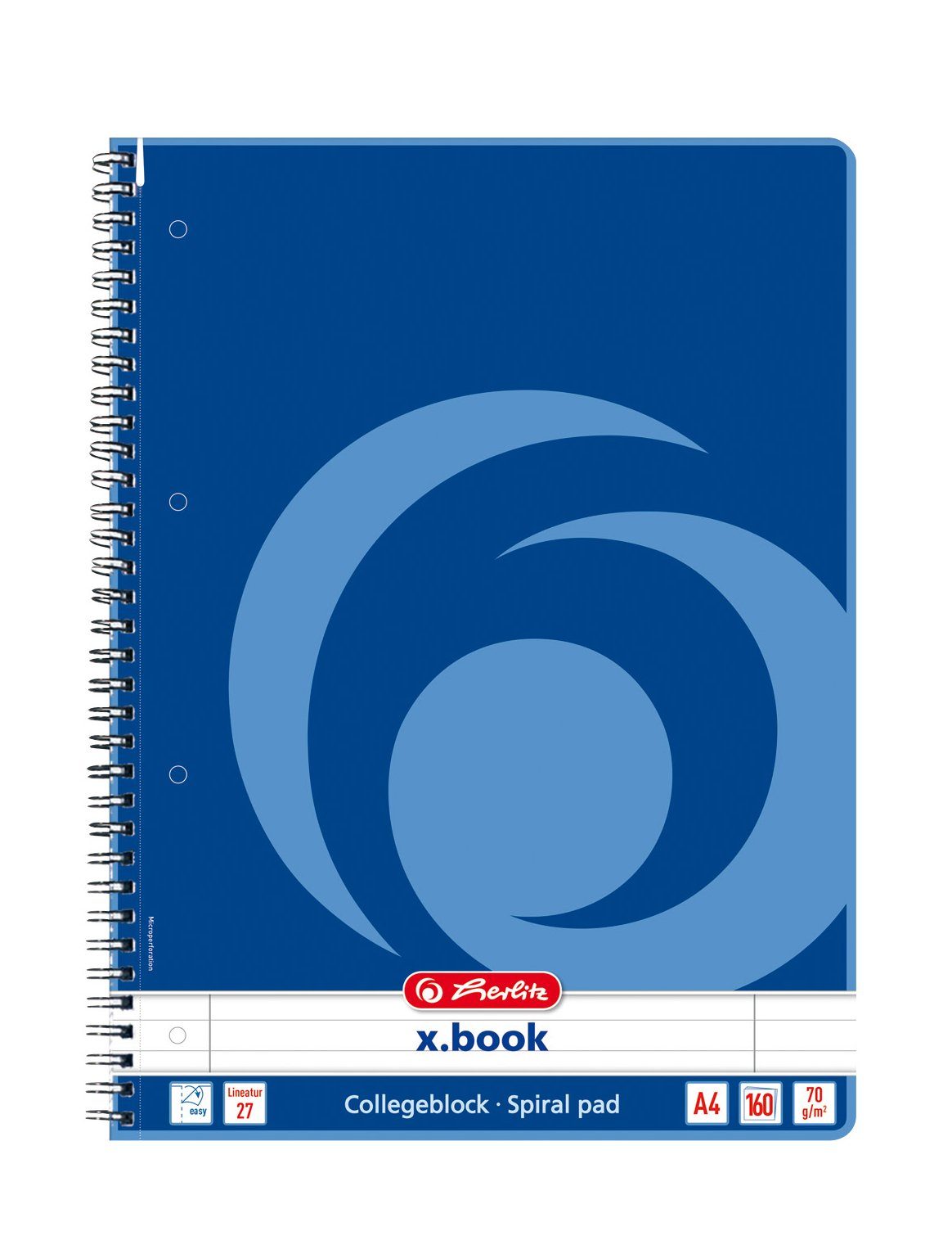 Collegeblock Herlitz Collegeblock XL / 160 Bl. / DIN A4 / Spiralblock / Lin. 27 / l