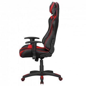 Amstyle Gaming Chair SPM1.346 (Kunstleder Schwarz / Rot Schreibtischstuhl Drehbar), Bürostuhl Chefsessel Racing, Drehstuhl Sport Optik