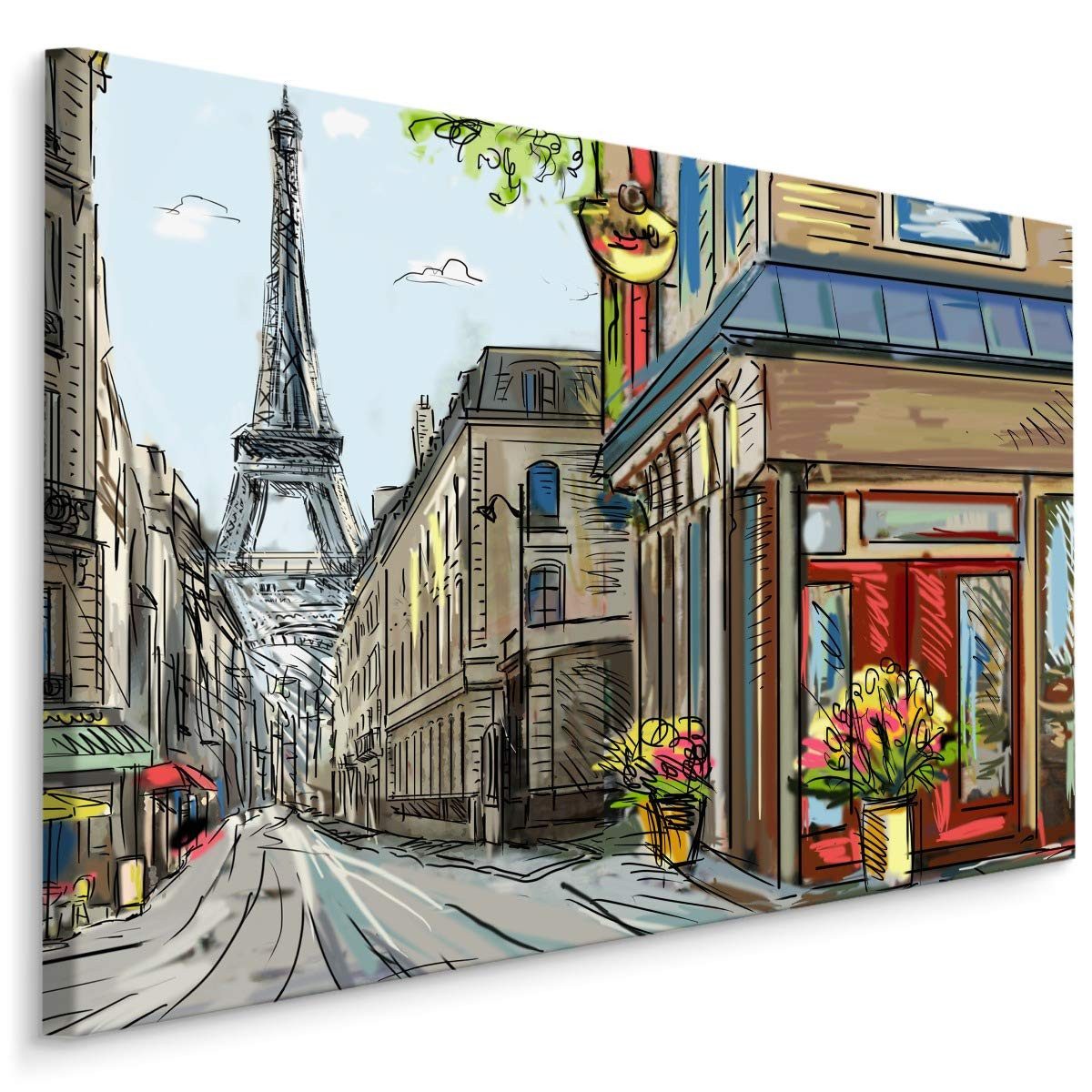 Muralo Leinwandbild Architektur – Leinwandbild Wandbild Kunstdruck Wohnzimmer, Gebäude (1 St), Paris – Stadt – Frankreich, 30 x 20 cm, aufhängefertig