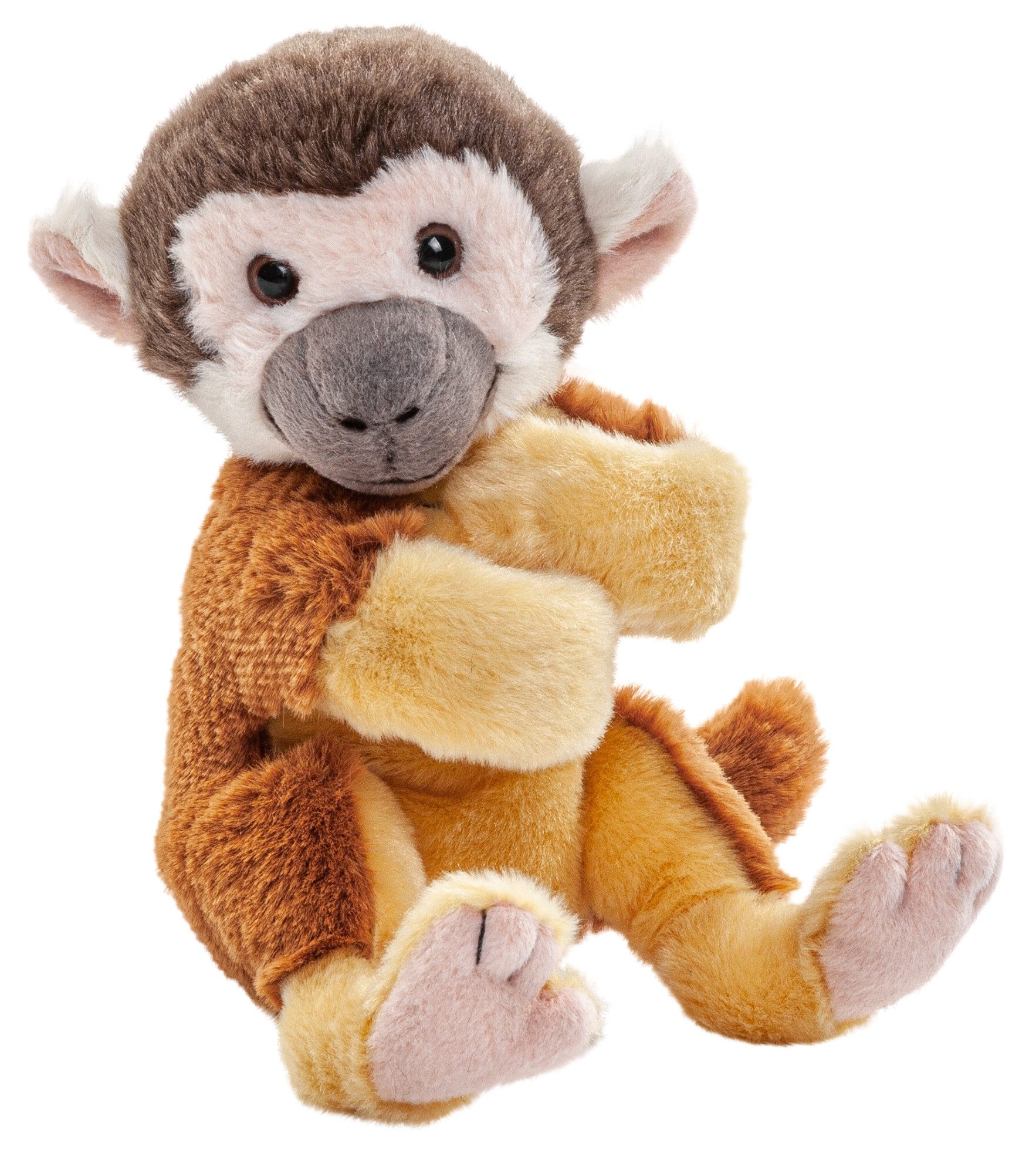 Uni-Toys Kuscheltier Totenkopfaffe mit Klammerarm - 18 cm (Höhe) - Plüsch-Affe - Plüschtier, zu 100 % recyceltes Füllmaterial