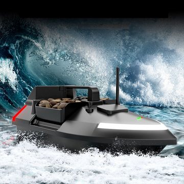 Tidyard RC-Boot Fischerköderboot mit 3 Köderbehältern,500m,Anti-Aushaken-Design (12000mAh), Automatische Routenkorrektur,Nachtlicht,Max. Belastung 2 kg