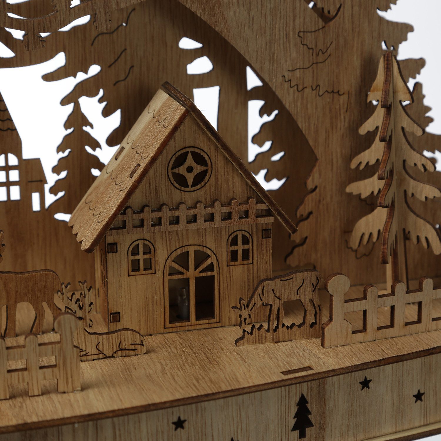 MARELIDA LED Schwibbogen LED Lichterbogen Weihnachtsdorf Winterdorf H: 26,5cm Weihnachtsdeko