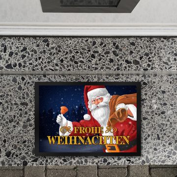 Fußmatte Frohe Weihnachten mit Weihnachtsmann Fußmatte in 35x50 cm, speecheese