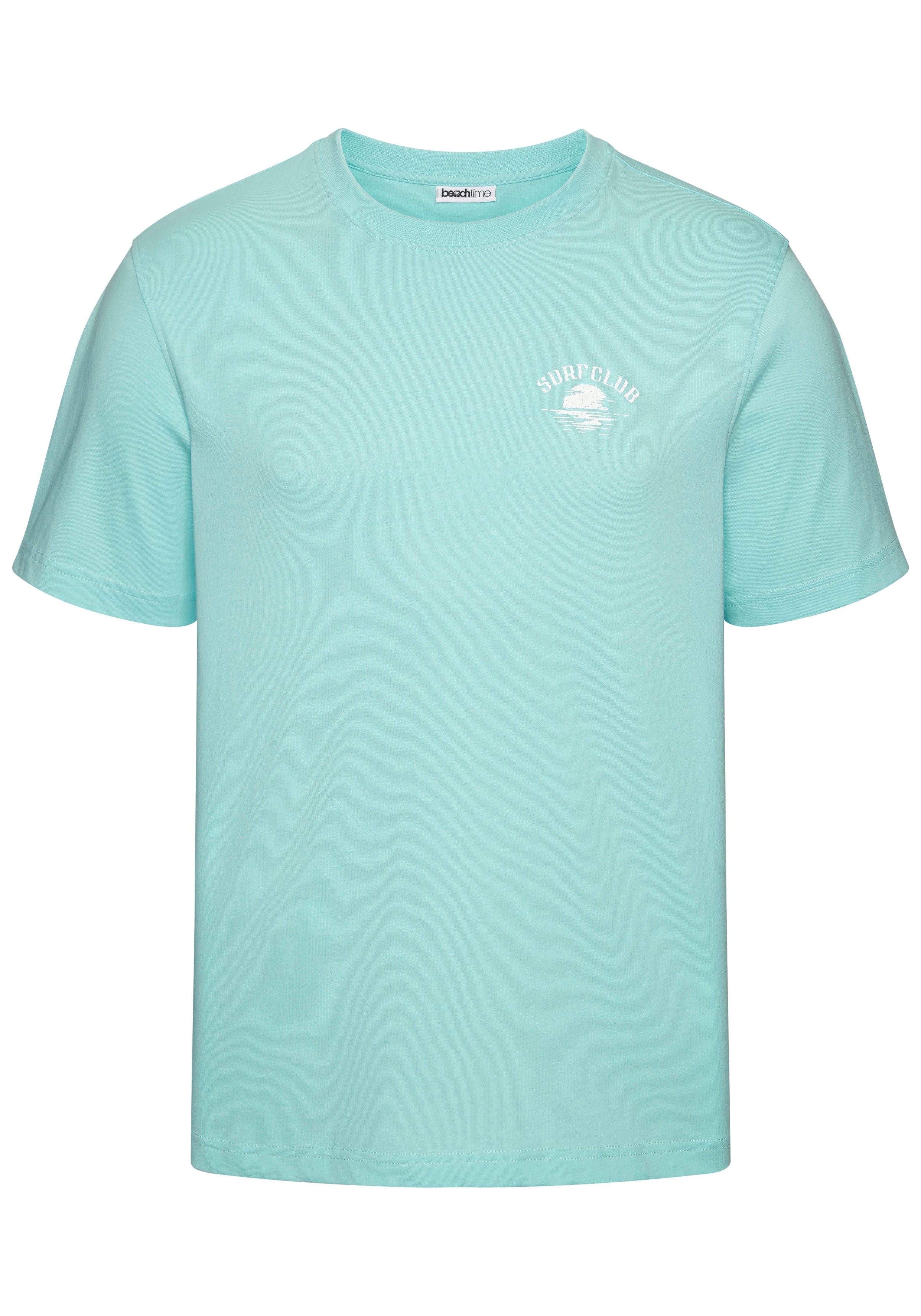 Beachtime T-Shirt, Printshirt Kurzarm, mit stylischem Print, Rundhalsausschnitt, aus Baumwolle. € 14,99