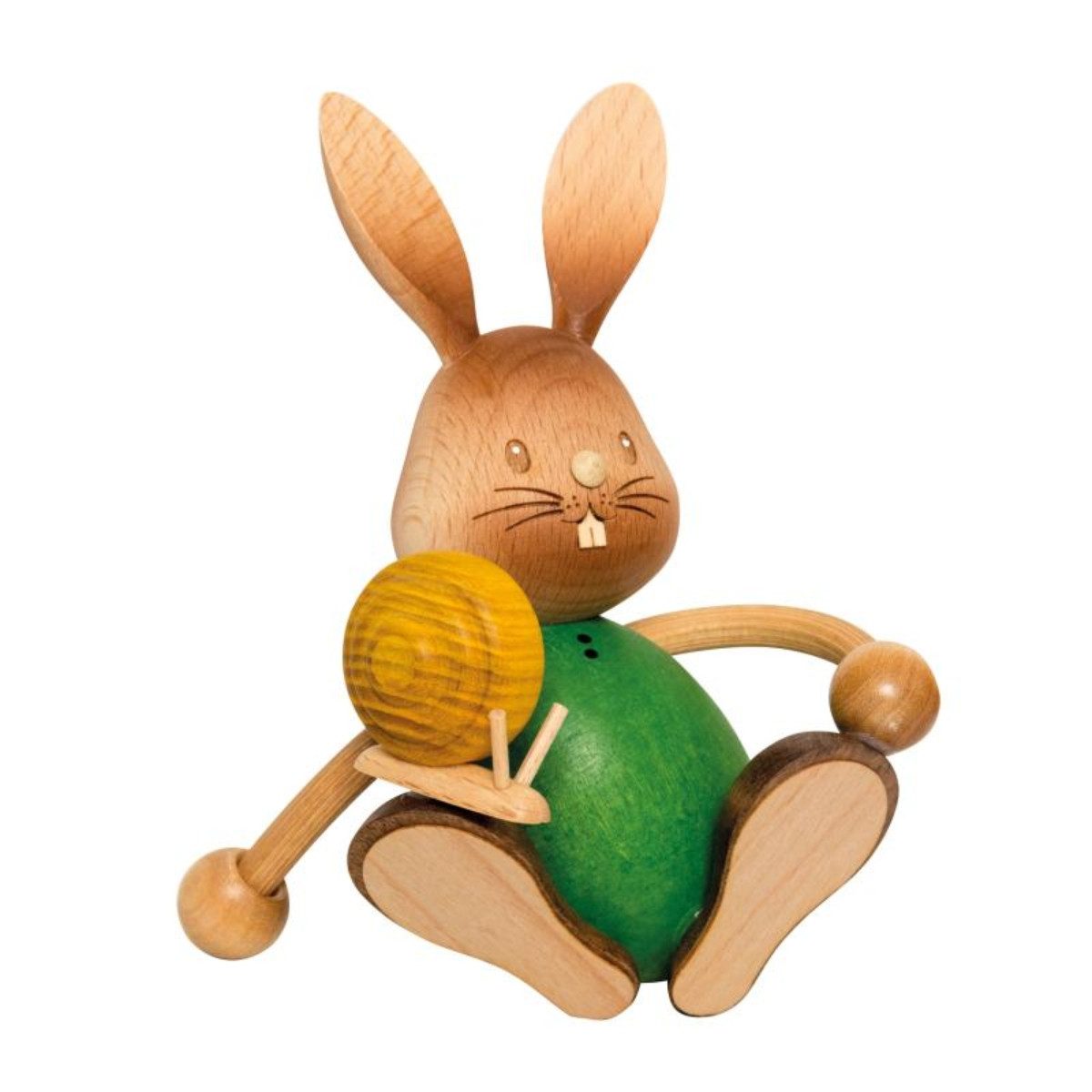 Kuhnert Osterhase Kuhnert Stupsi Hase mit Schnecke (1 St., Neuheit 2025), 100% Made in Germany, Erzgebirgische Holzkunst