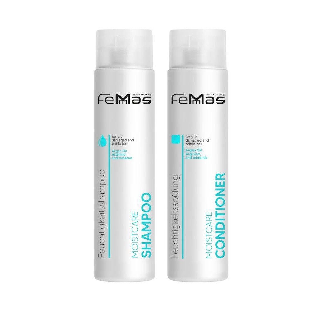 Femmas Premium Haarpflege-Set Femmas Moistcare Shampoo & Conditioner Bundle, Mit Arganöl