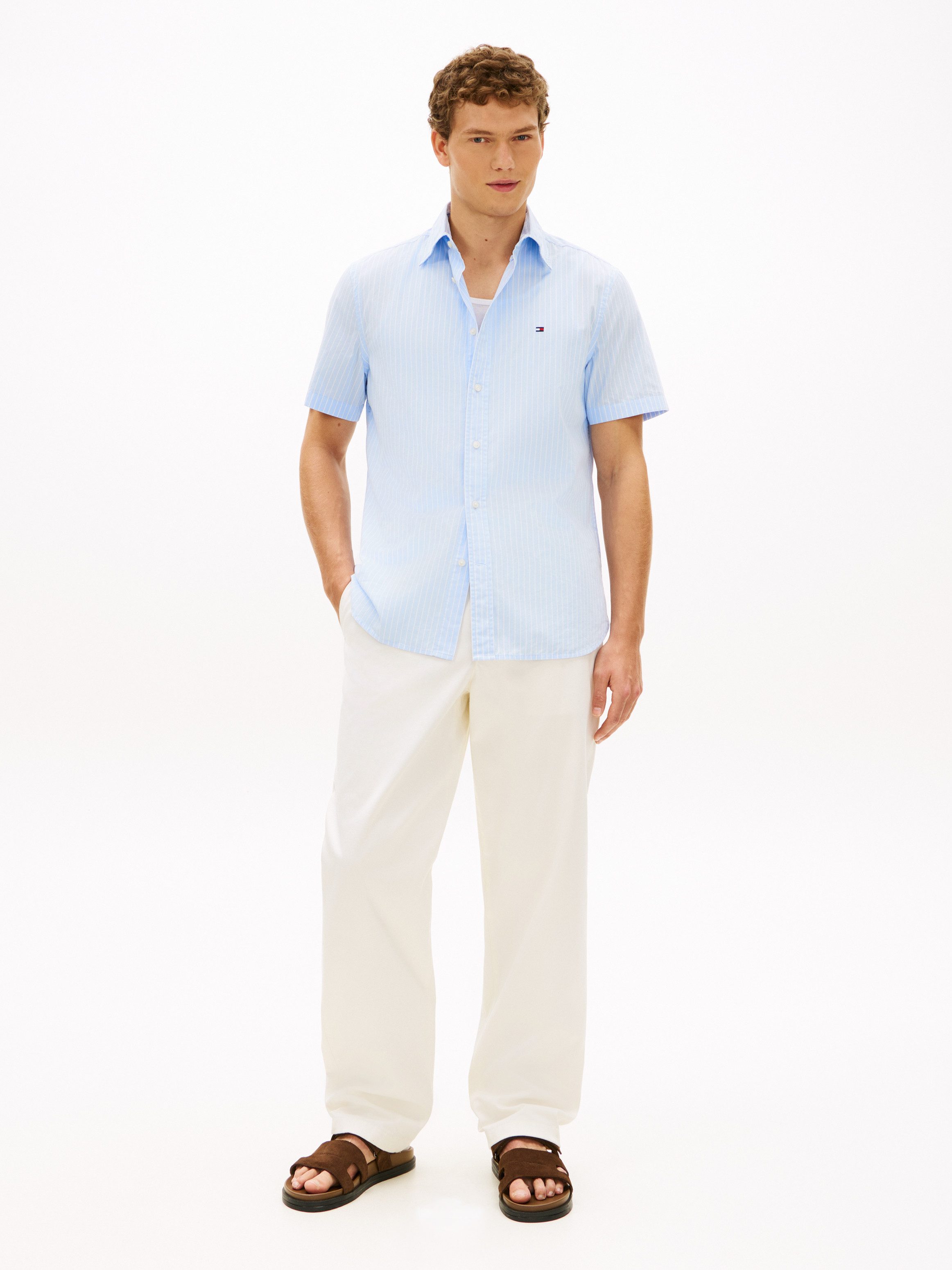 Tommy Hilfiger Kurzarmhemd FLEX POPLIN Regular fit mit Button-Down-Kragen