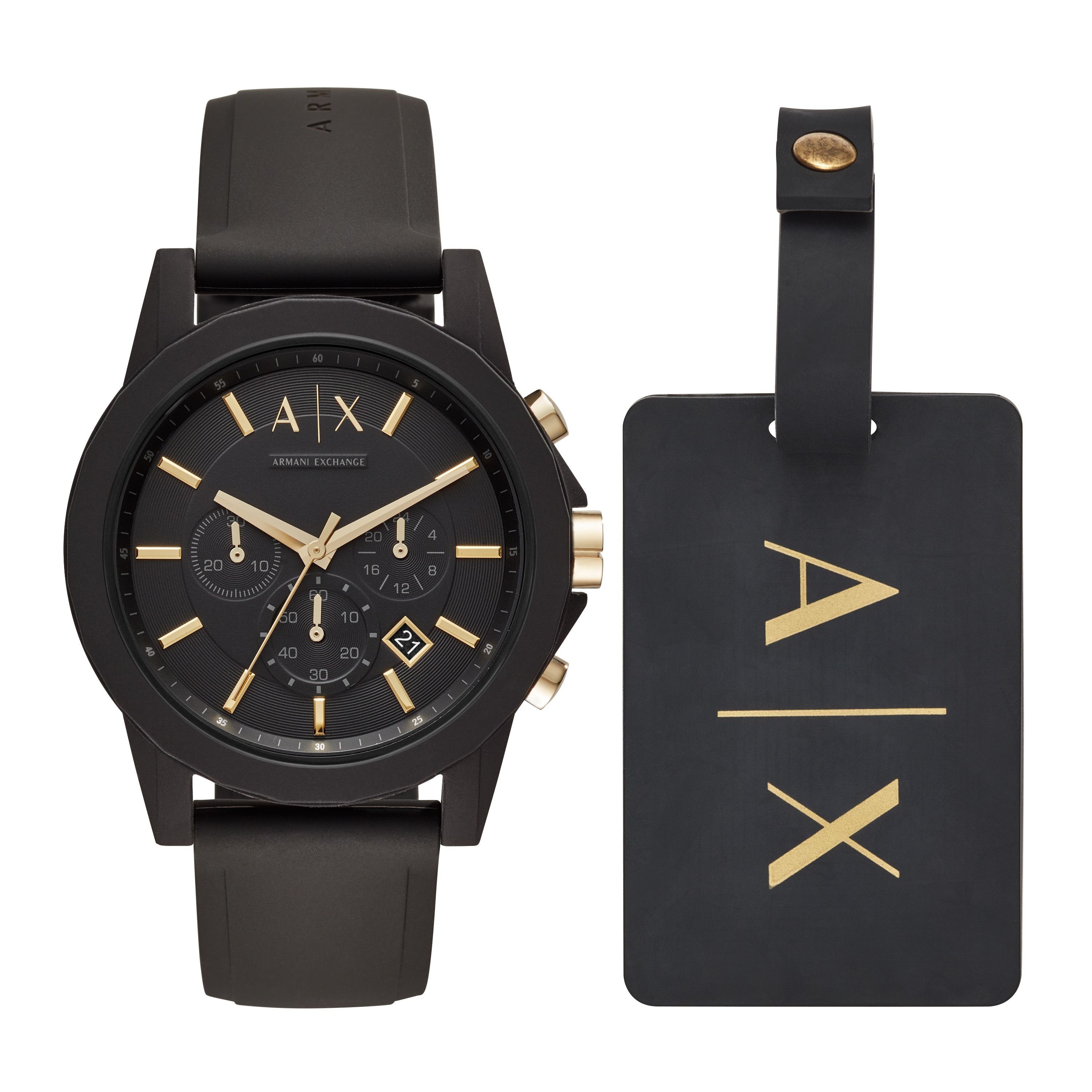 ARMANI EXCHANGE Quarzuhr The Chronograph with Golden Details Silikon