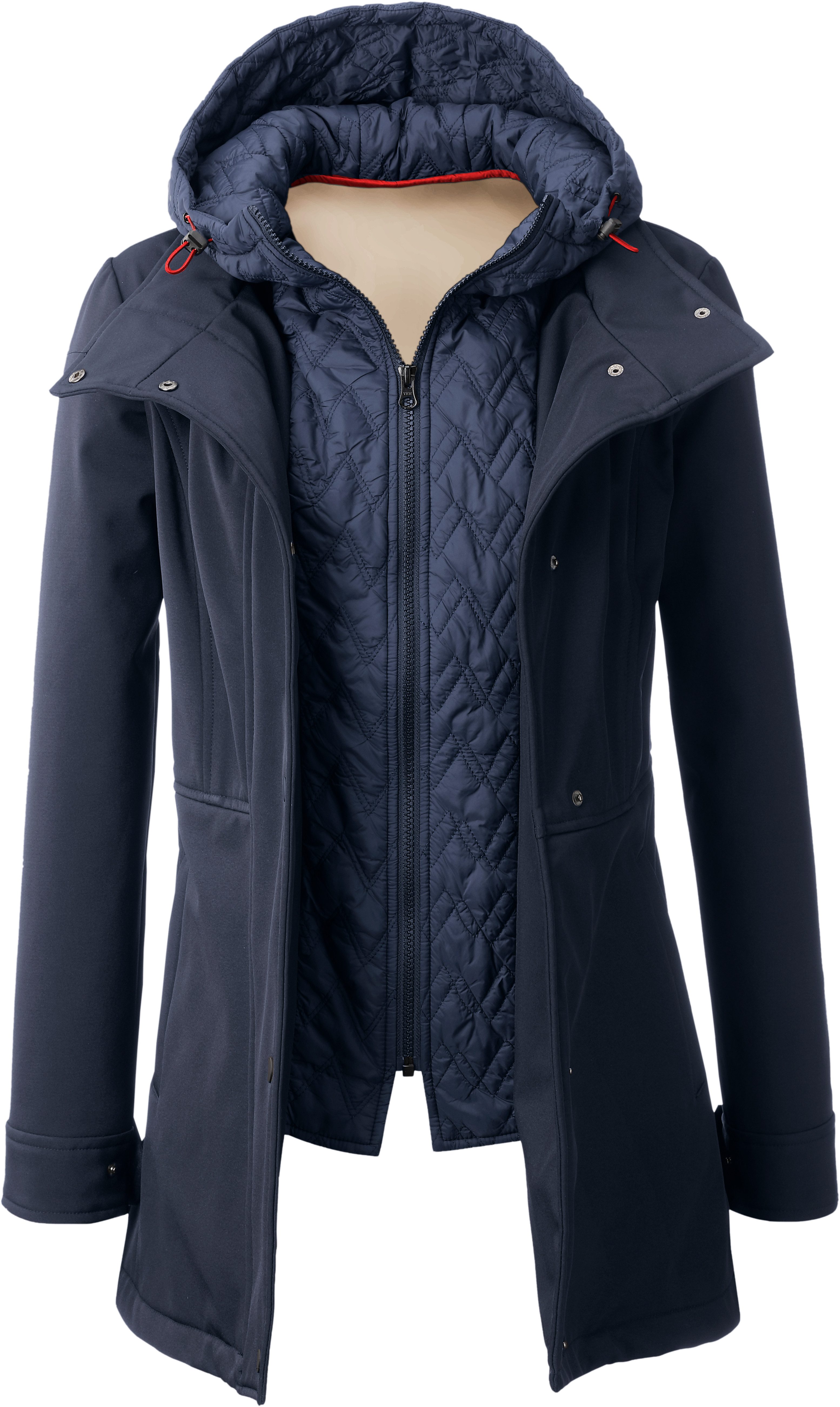 LPO Softshelljacke LUCANIA und Kapuze Women Softshelljacke All-Over-Print leichte PEAK abnehmbarer mit navy