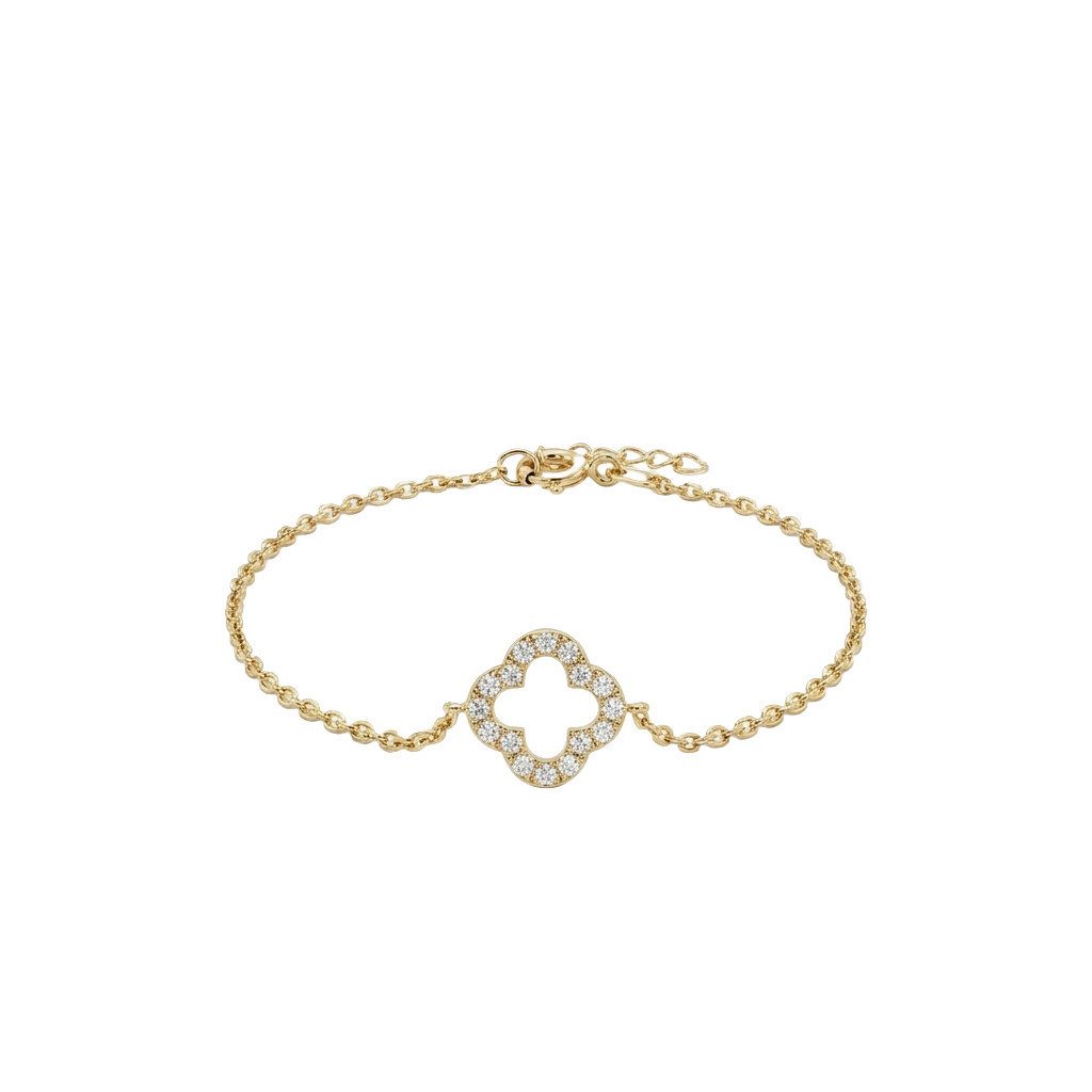 Suzan Gold Goldarmband Suzan Gold® 375 Echtgold Armband für Damen mit Kleeblatt Zirkonia
