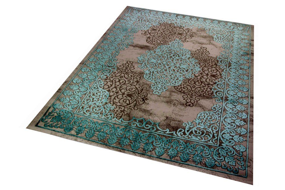 Carpetia Teppich Teppich Wohnzimmerteppich Ornamente Vintage türkis grau, r günstig online kaufen