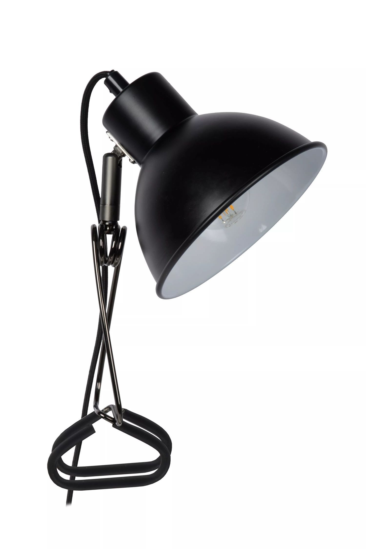Licht-Erlebnisse Schreibtischlampe JYNOR, ohne Leuchtmittel, Metall E27 verstellbar 12,7 cm hoch Schwarz Industrial Design