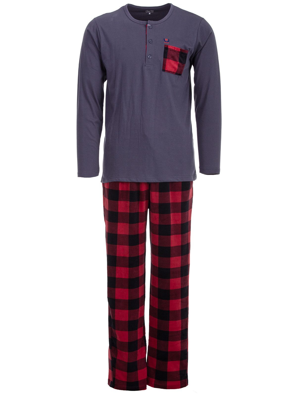 Henry Terre Pyjama Pyjama Set Langarm - Carlo mit Velour