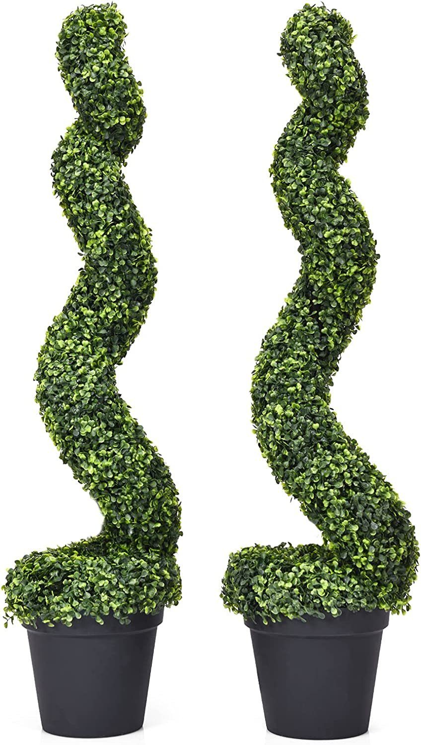 Kunstpflanze mit Topf auf Zementboden, KOMFOTTEU, Höhe 120 cm, 2er Set 120 cm | Kunstpflanzen