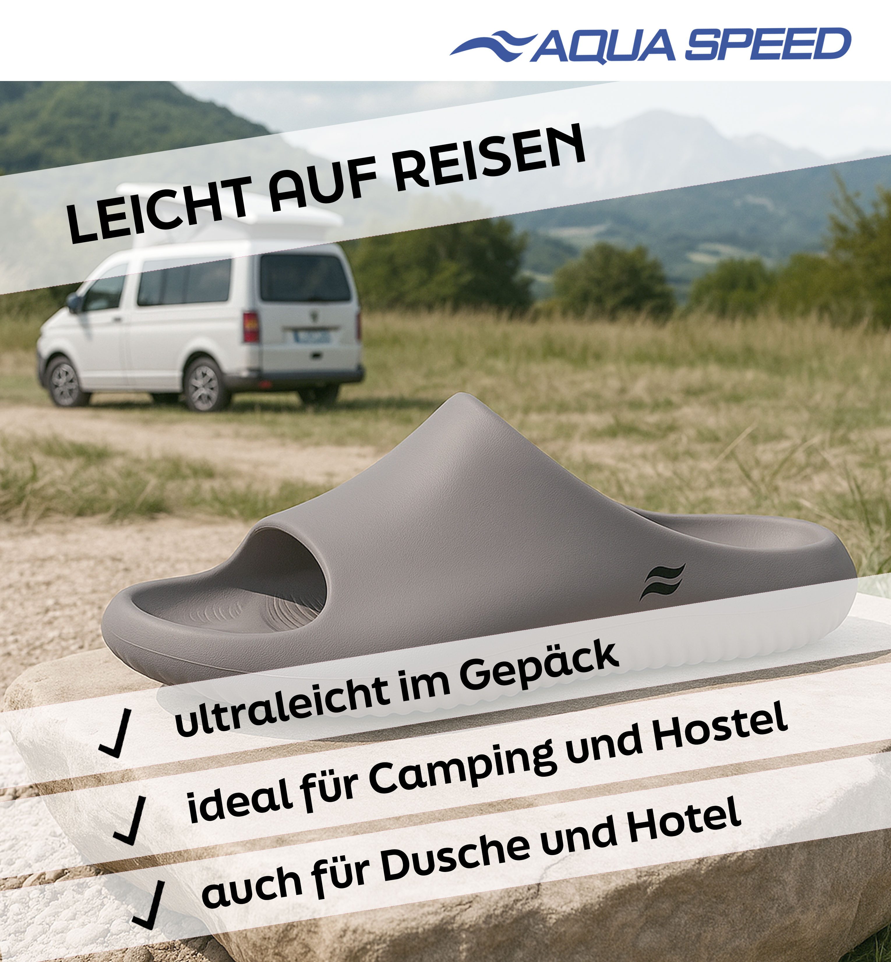 Aqua Speed Toledo Badelatschen dicke Sohle Wellness + Mikrofaserhandtuch Badepantolette (Komfortable Slides – perfekt für Fitnessstudio, Sauna und Reisen) Komfort-Slides für Spa, Balkon und Spaziergänge in Strandnähe