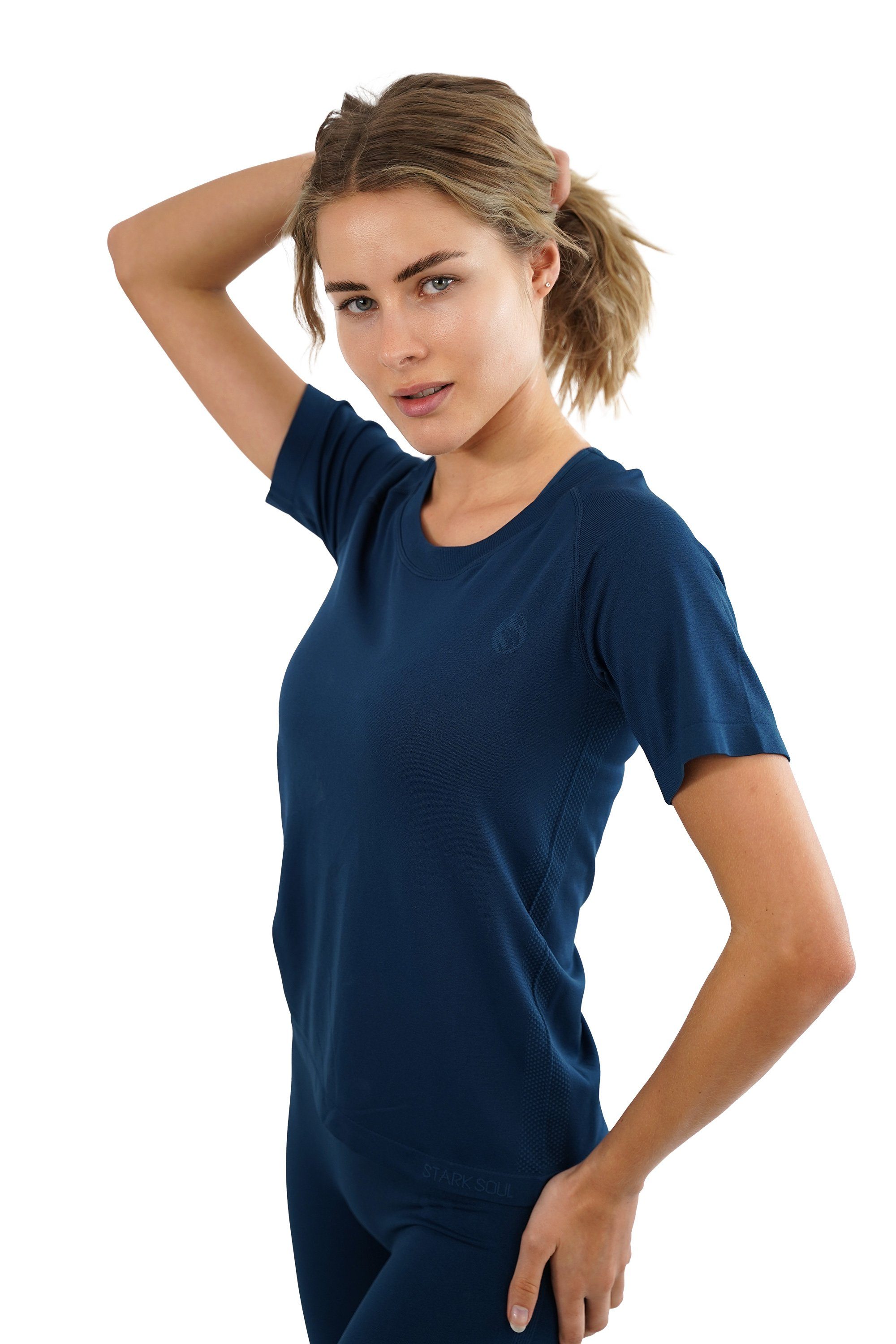 Stark Soul® T-Shirt Damen Sportshirt Kurzarm RACER Sport Shirts Seamless. mit Rundhalsausschnitt