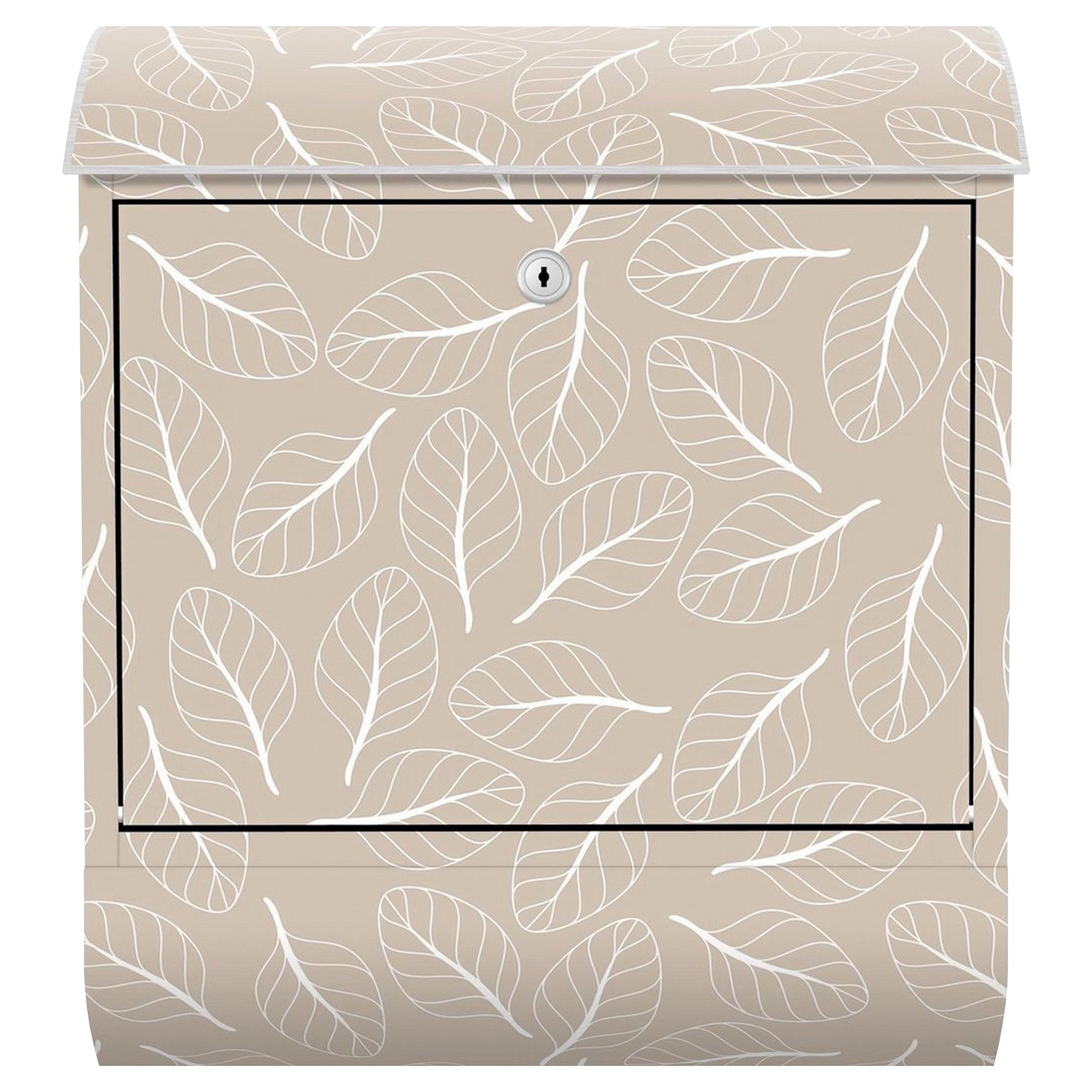Bilderdepot24 Briefkasten Wandbriefkasten mit Zeitungsfach Motiv Herbstliches Blättermuster (inkl. Zeitungsrolle und 3 Schlüssel), Motivdruck, wetterfest, UV-beständig, abschließbar, 46x39x13 cm
