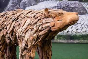 IDYL Gartenfigur IDYL Teak Holz Figur "Bär gross", Wurzeln des Teakbaumes in mühseliger Handarbeit hergestellt, daher besonders Nachhaltig