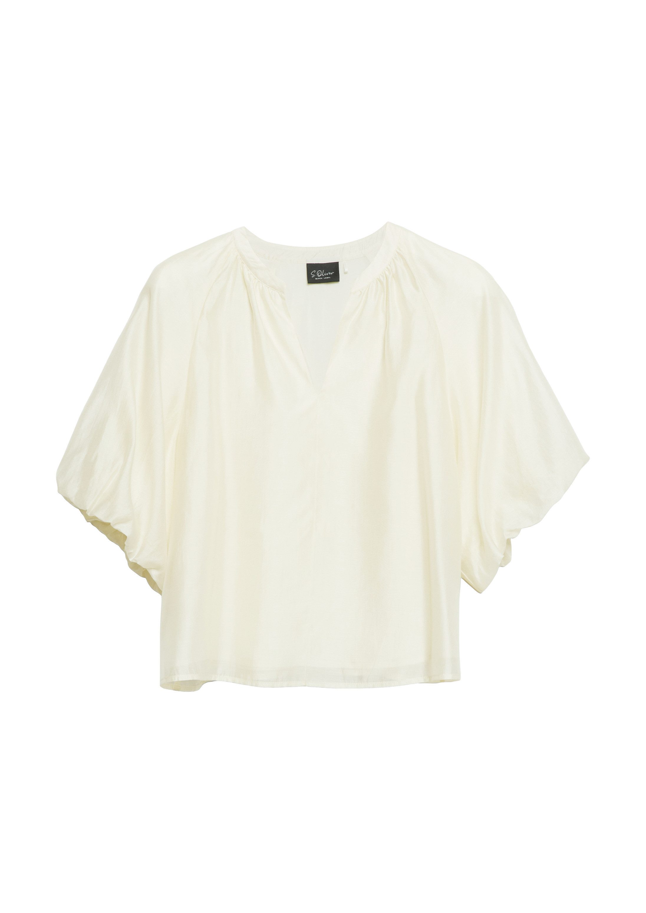s.Oliver Kurzarmbluse Bluse Viskosemix-Bluse im Loose Fit mit Puffärmeln