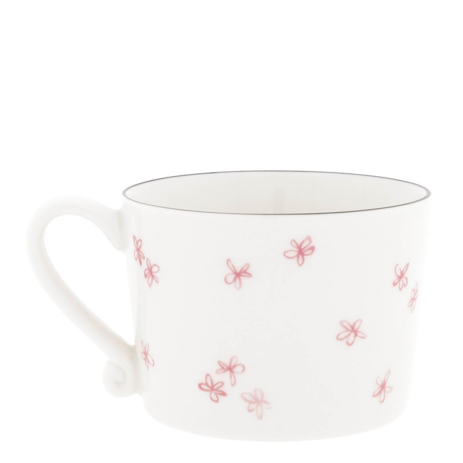 Bastion Collections Tasse Rose, Keramik, Spülmaschinengeeignet, Weiß, Blüten, H: 7cm