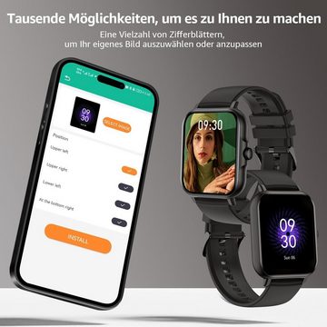 Acclafit Smartwatch (1,83 Zoll, Android, iOS), mit Benachrichtigungen, Antwort/Dial Anruf Fitnessuhr mit Herzfrequenz