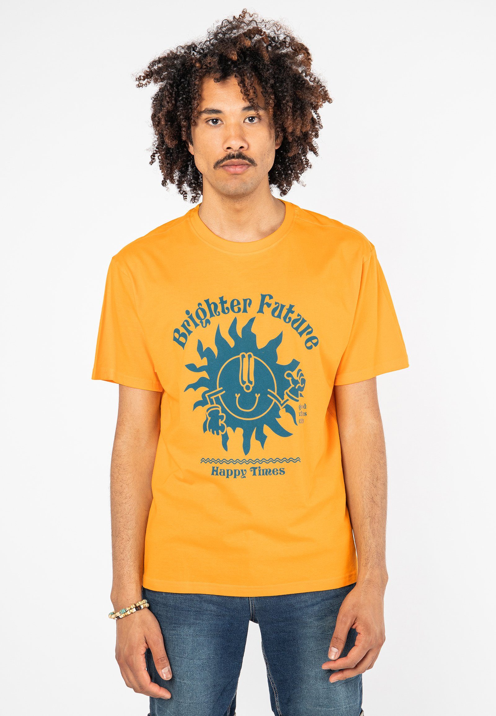 SUBLEVEL T-Shirt T-Shirt mit Sommer Print yellow