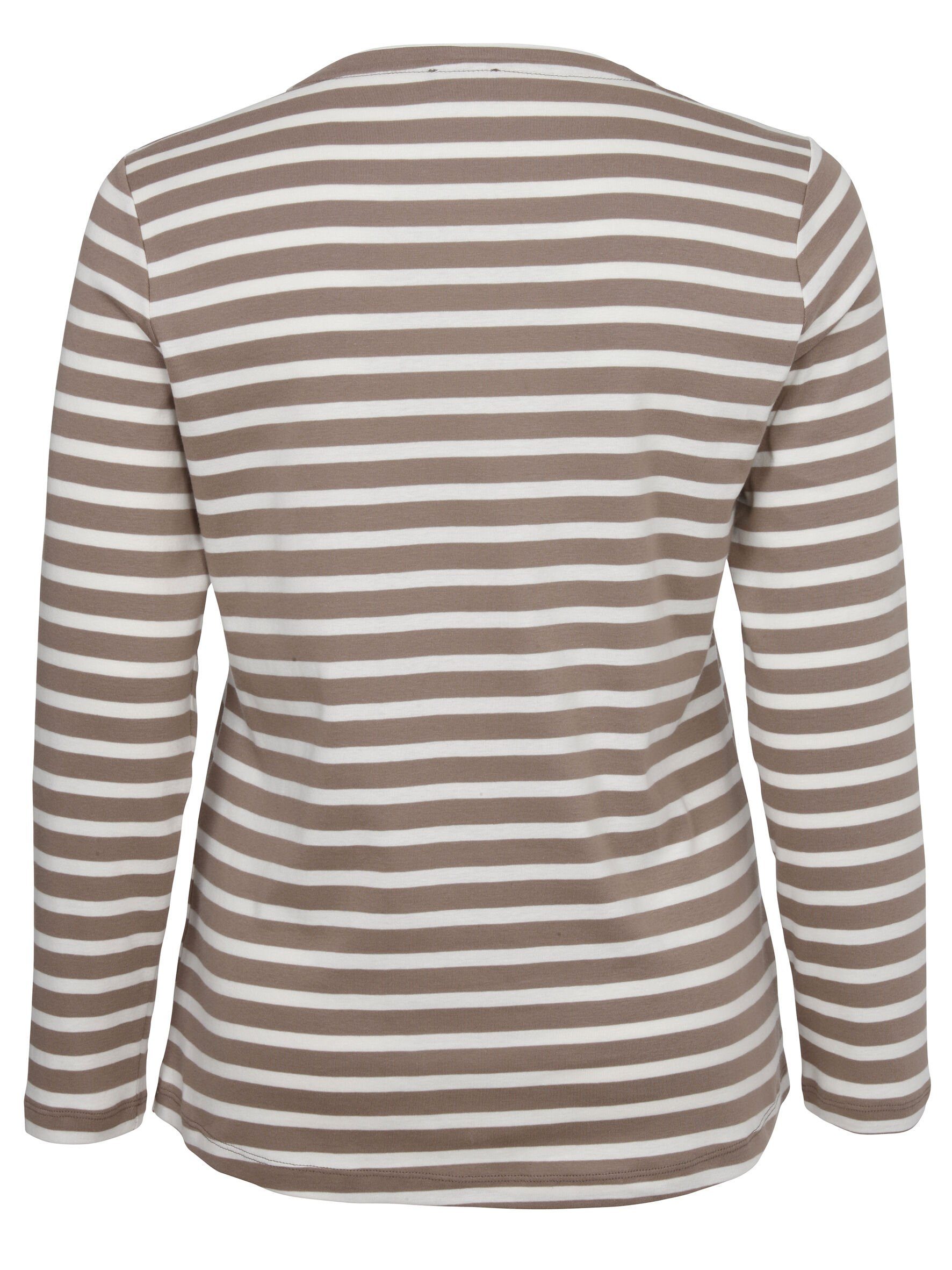 VIA APPIA DUE Langarmshirt Modisches Langarmshirt mit Pailletten (1-tlg) im Streifen-Look