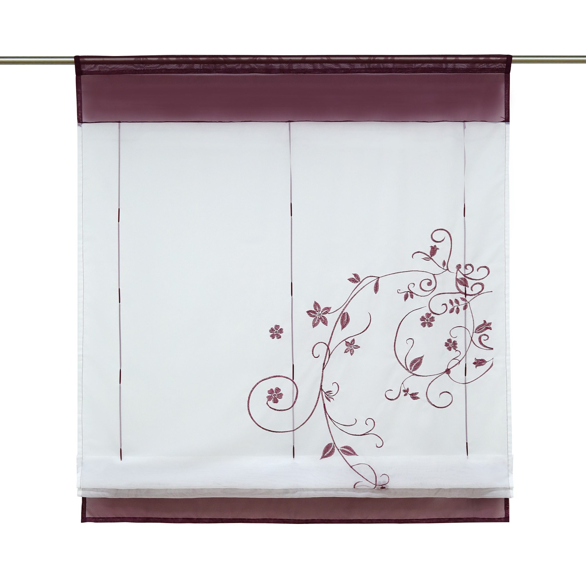 Joyswahl Raffrollo, mit Stangendurchzug, Voile Raffgardinen mit Blumen-Stic günstig online kaufen