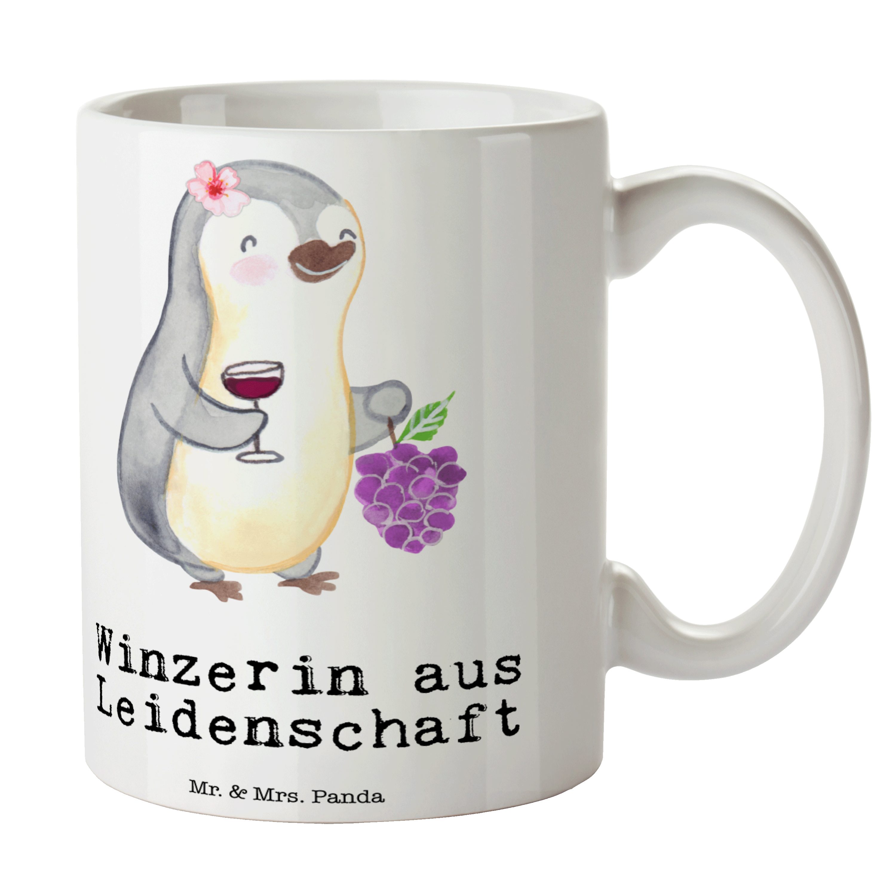 Mr. & Mrs. Panda Tasse Winzerin aus Leidenschaft - Weiß - Geschenk, Tasse Motive, Beruf, Aus, Keramik