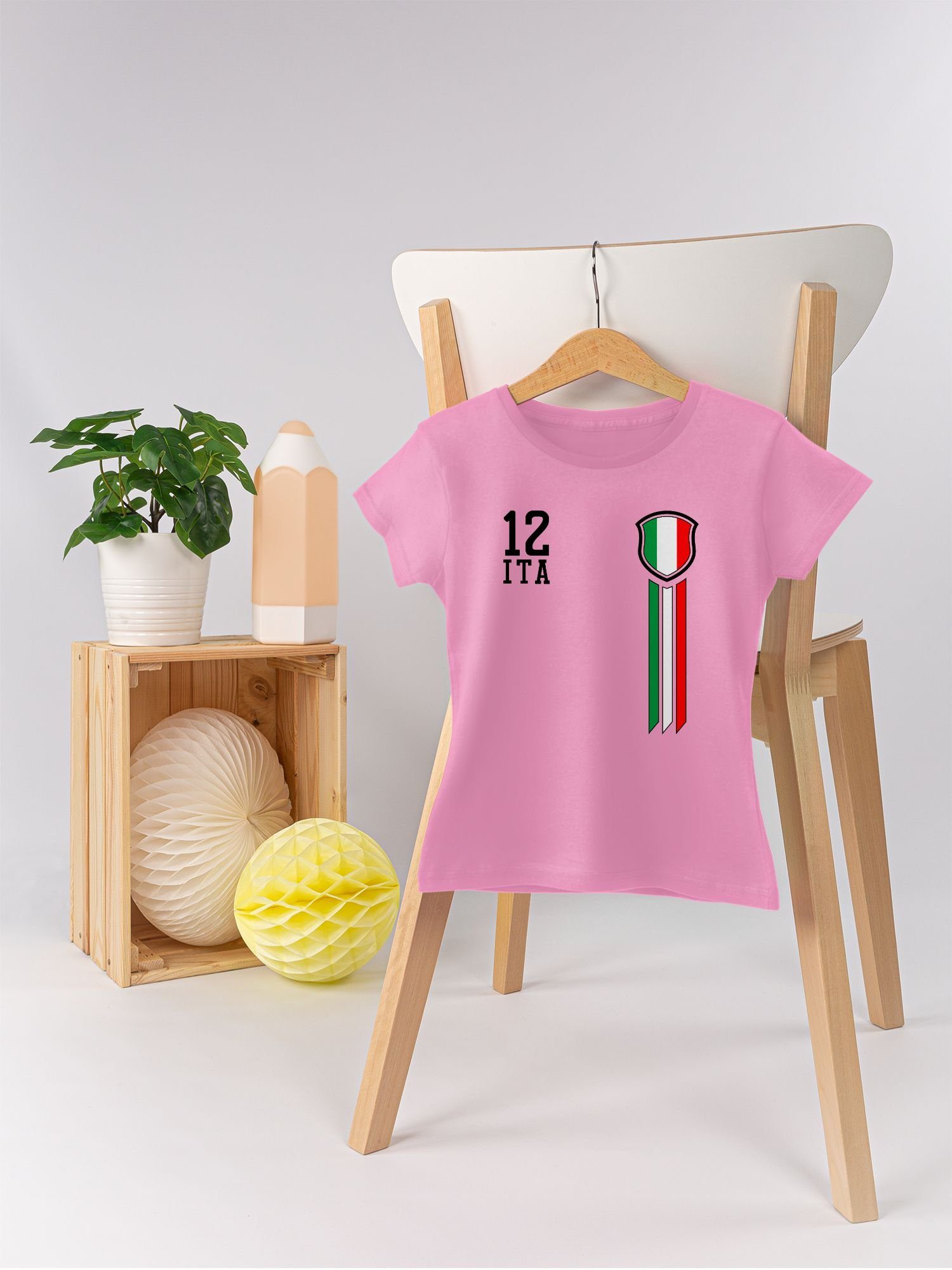 Fanshirt 12. Italien 2 Kinder Fussball EM T-Shirt Rosa Shirtracer Mann 2024