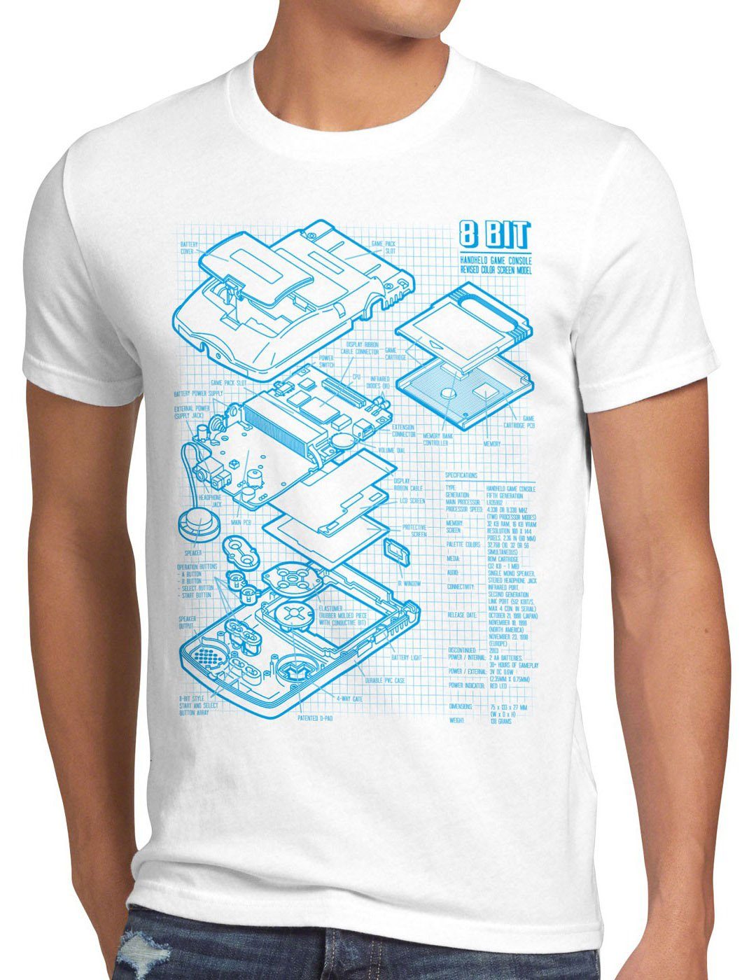 handheld style3 8-Bit classic zelda Herren Game T-Shirt retro Boy mario super weiß gamer nes Print-Shirt