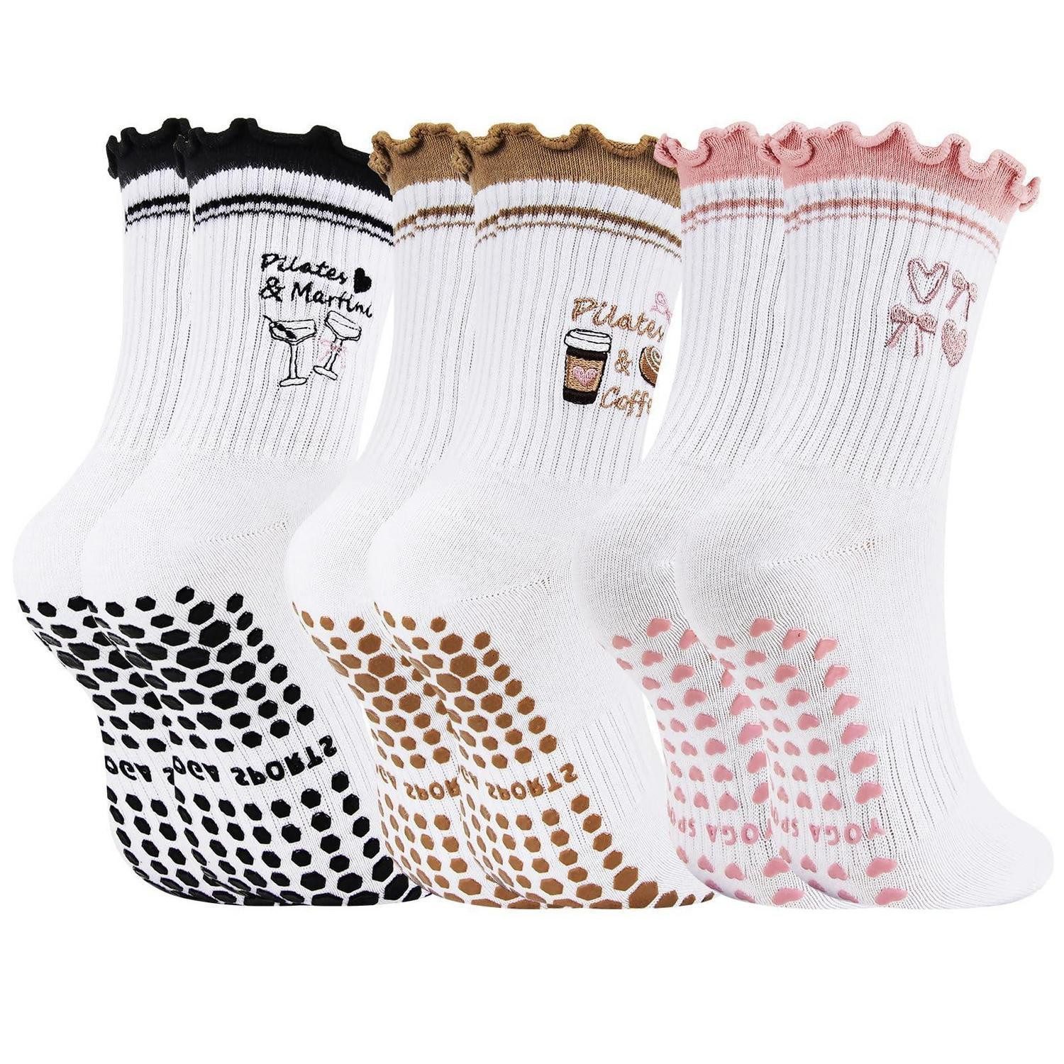 LuxusKollektion ABS-Socken Pilates Socken Damen 3er Set mit Noppen