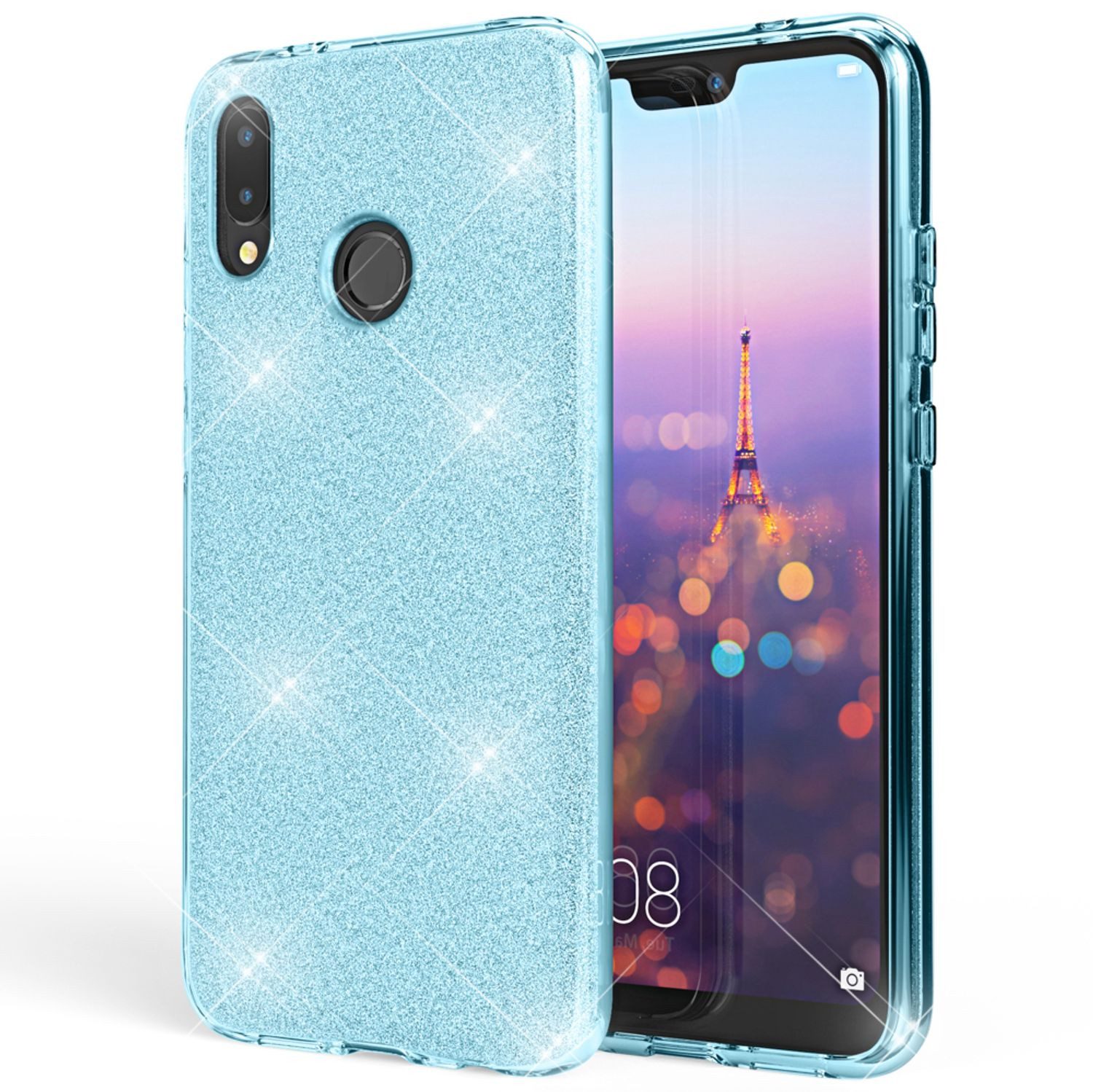 Nalia Smartphone-Hülle Huawei P20 Lite 14,7 cm (5,8 Zoll), Glitzer Silikon Hülle / Verstärkte Innenseite / Glänzende Schutzhülle