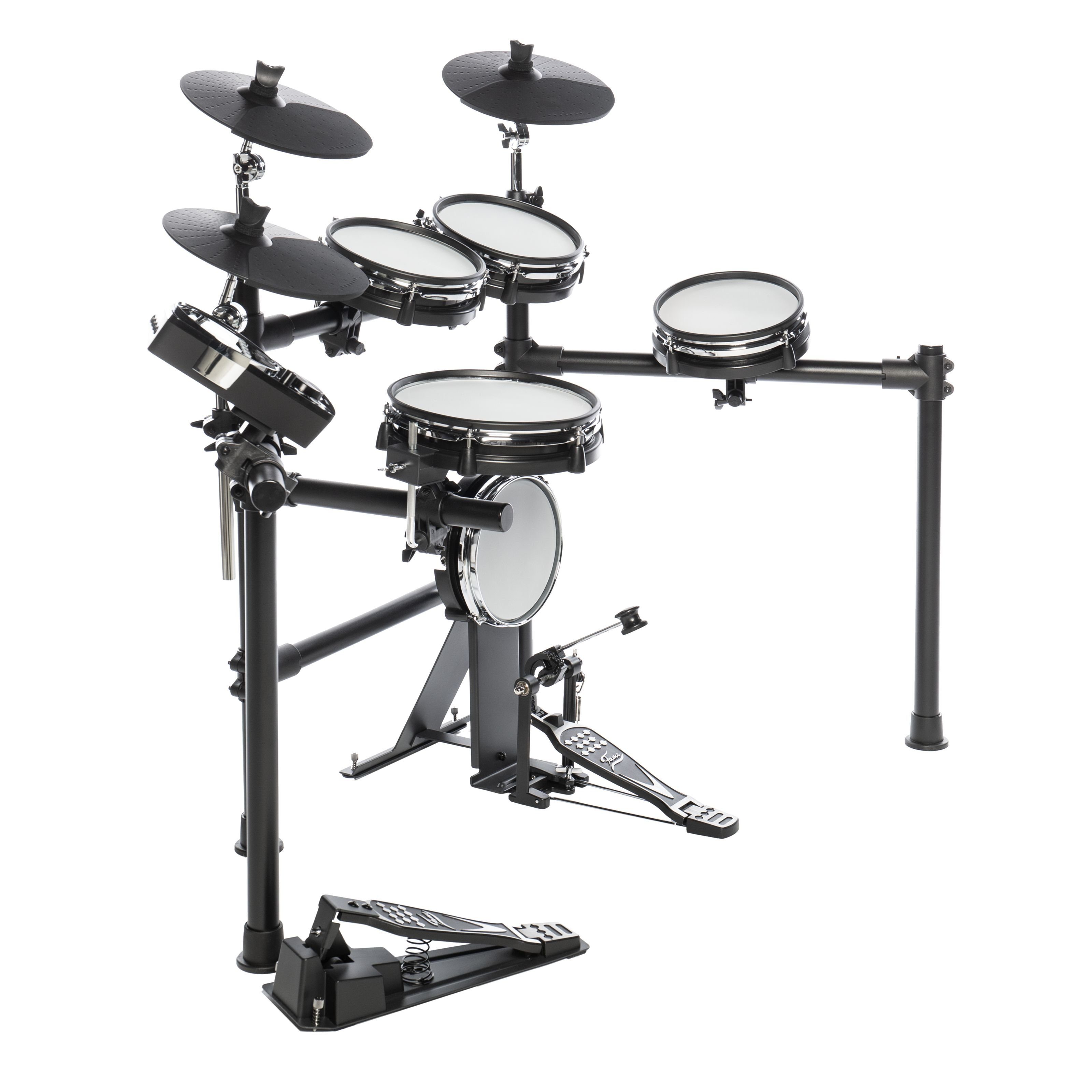 FAME E-Drum,DD-6600 E-Drum Set Elektronisches Schlagzeug-Set mit 408 Sounds Dual Zone Snare Pad 10“ Kick Pad 8“ Aux-Eingang MIDI Drumsticks Effekten und Double Bass E-Schlagzeug Schwarz, E-Drums, E-Drum Sets, E-Drum Set, Elektronisches Schlagzeug, Dual Zone Snare Pad