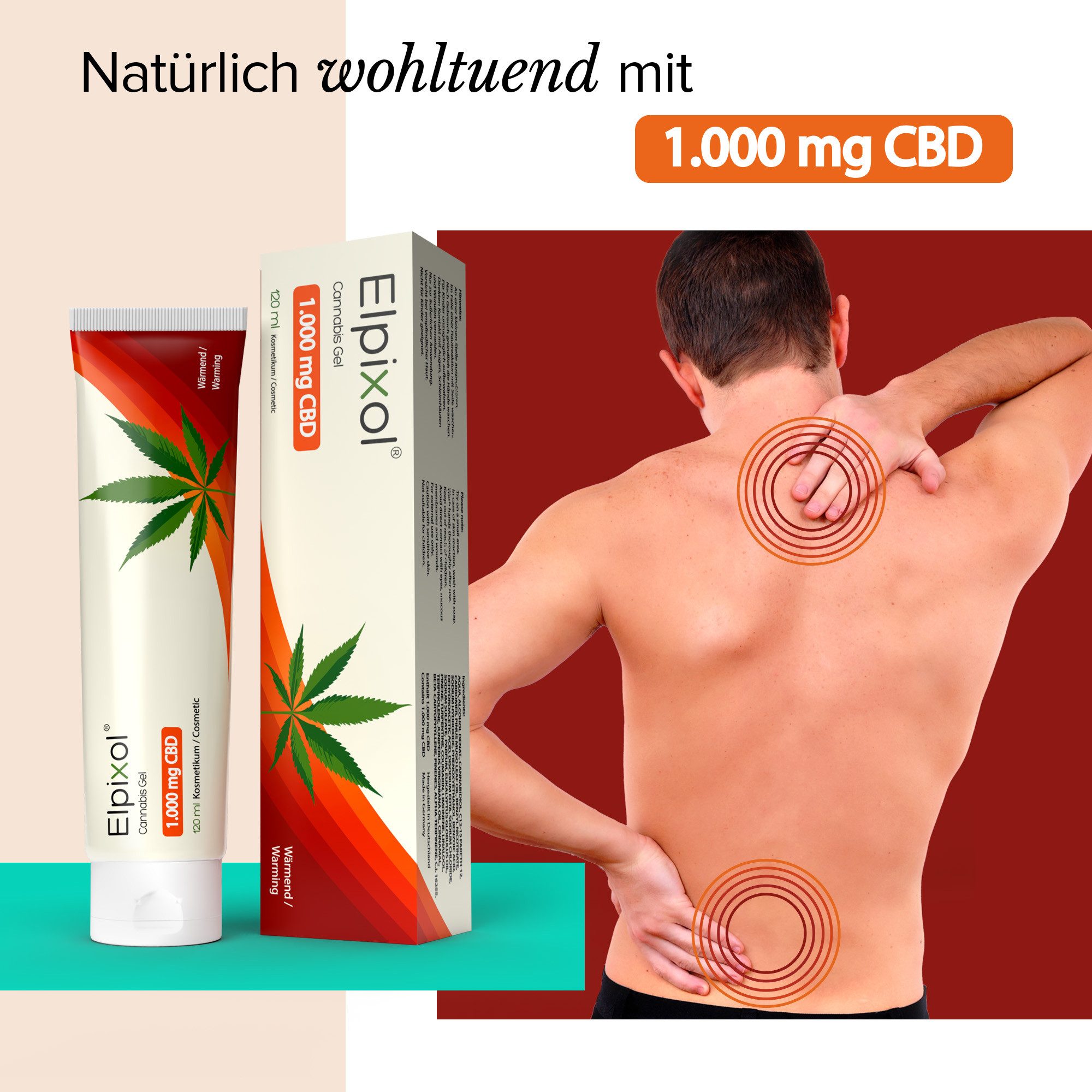 Elpixol® Körpergel Cannabis Gel mit 1.000 mg CBD – wärmend mit Latschenkiefernöl & Zimtöl ideal bei Kältegefühlen und Verspannungen – Ohne Rückstände