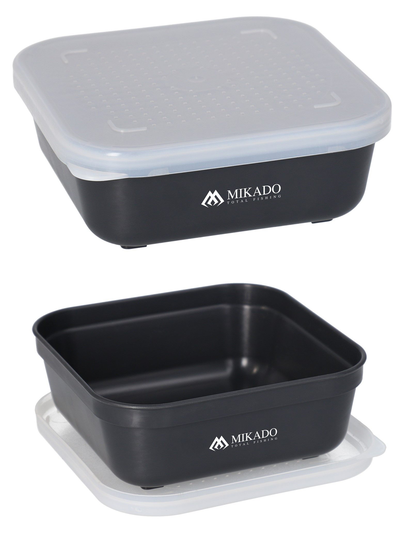 MIKADO Total Fishing Tiertransportbox BOX für Angelköder Maden Würmer Bienenmaden 13x13x5cm mit Deckel