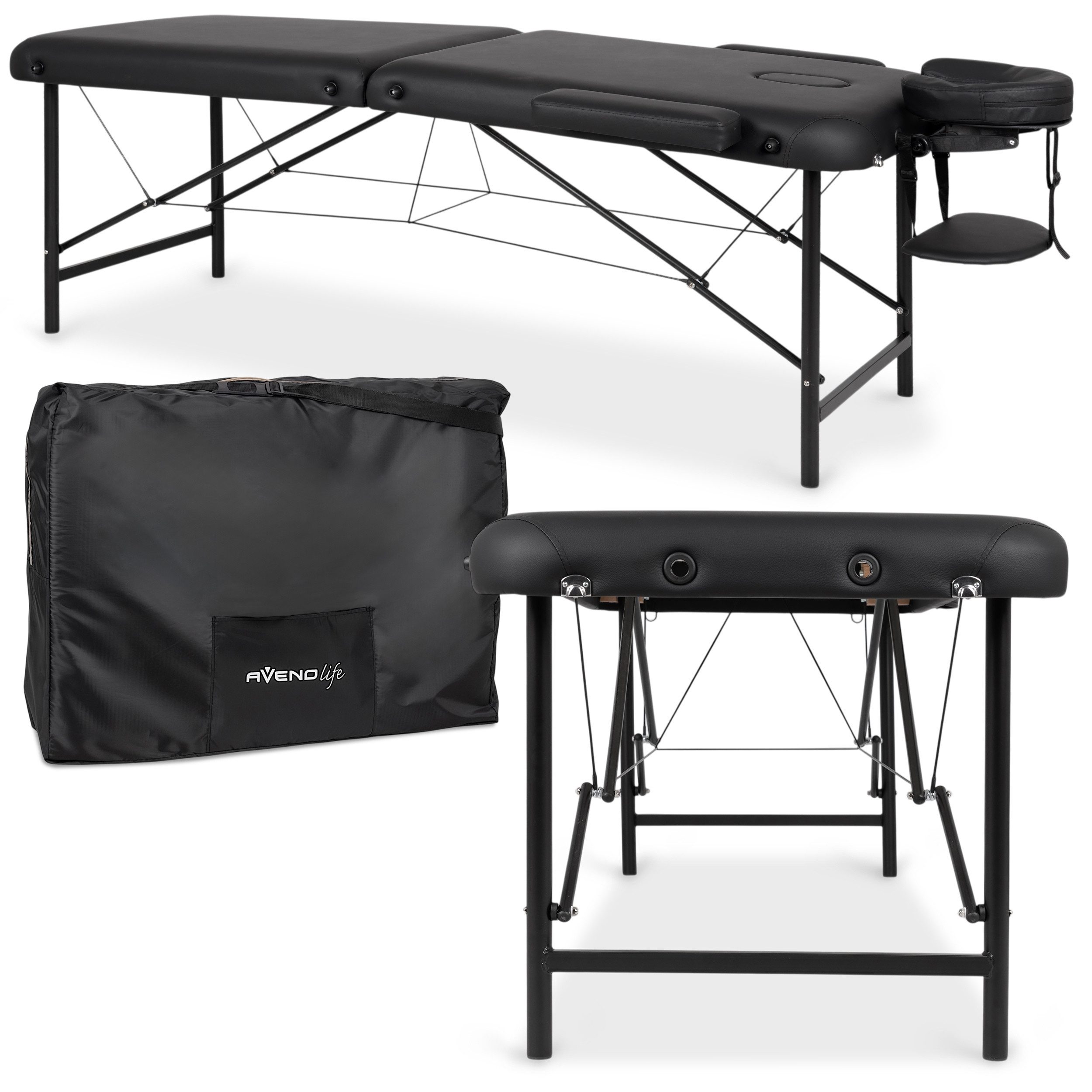 Habys Massageliege Rico Mobile Kosmetikliege Tattooliege Massagetisch Tragbar, Schwarz