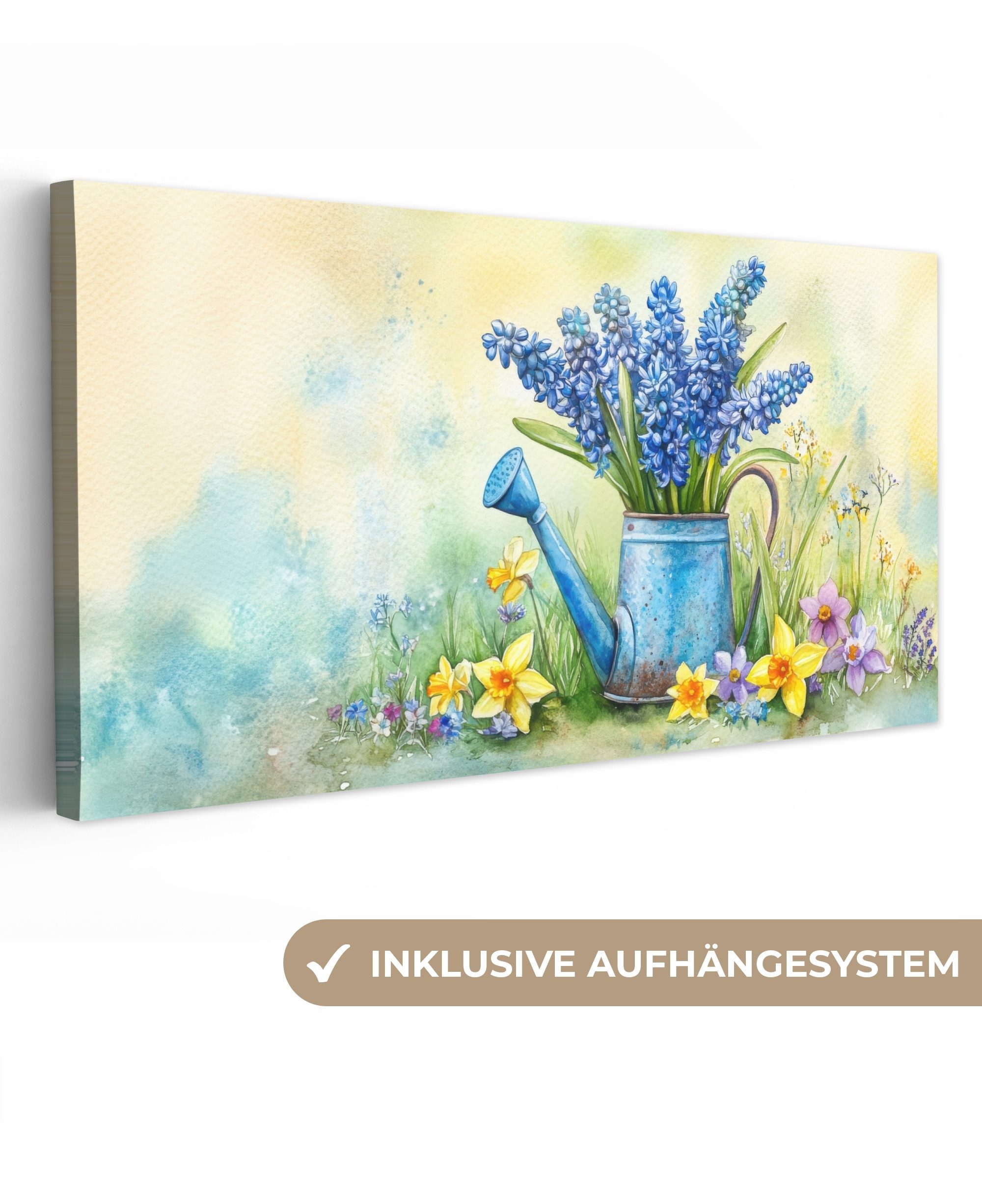 OneMillionCanvasses® Leinwandbild Panorama Gießkanne - Lavendel günstig online kaufen