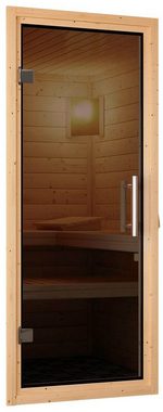 Karibu Sauna Menja, BxTxH: 224 x 210 x 206 cm, 40 mm, (Set) 9-kW-Ofen mit externer Steuerung