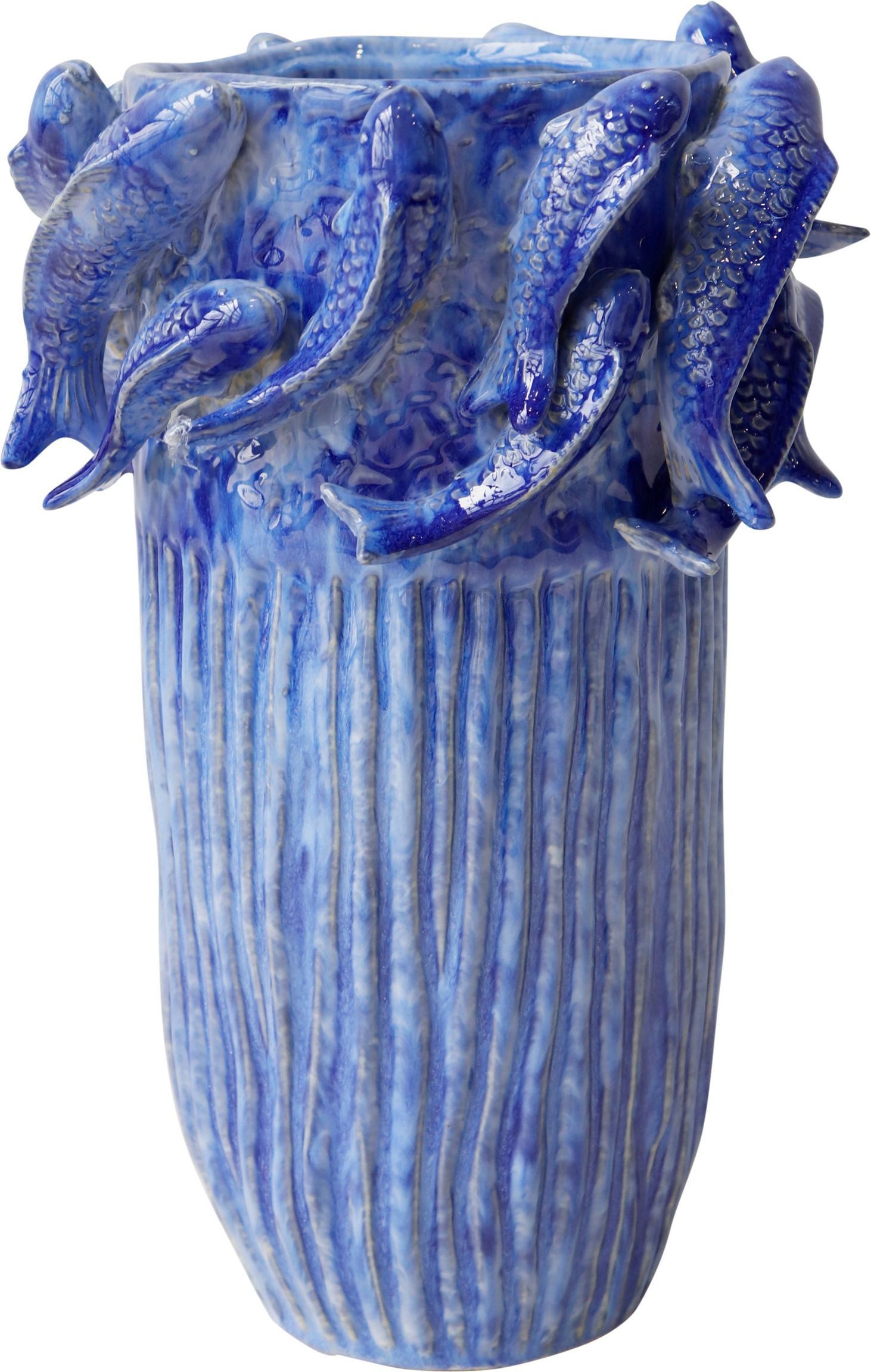FURNARO Dekovase (1 St), Keramik, dekorative Vase im maritimen Stil, ø23 x 33,5 cm