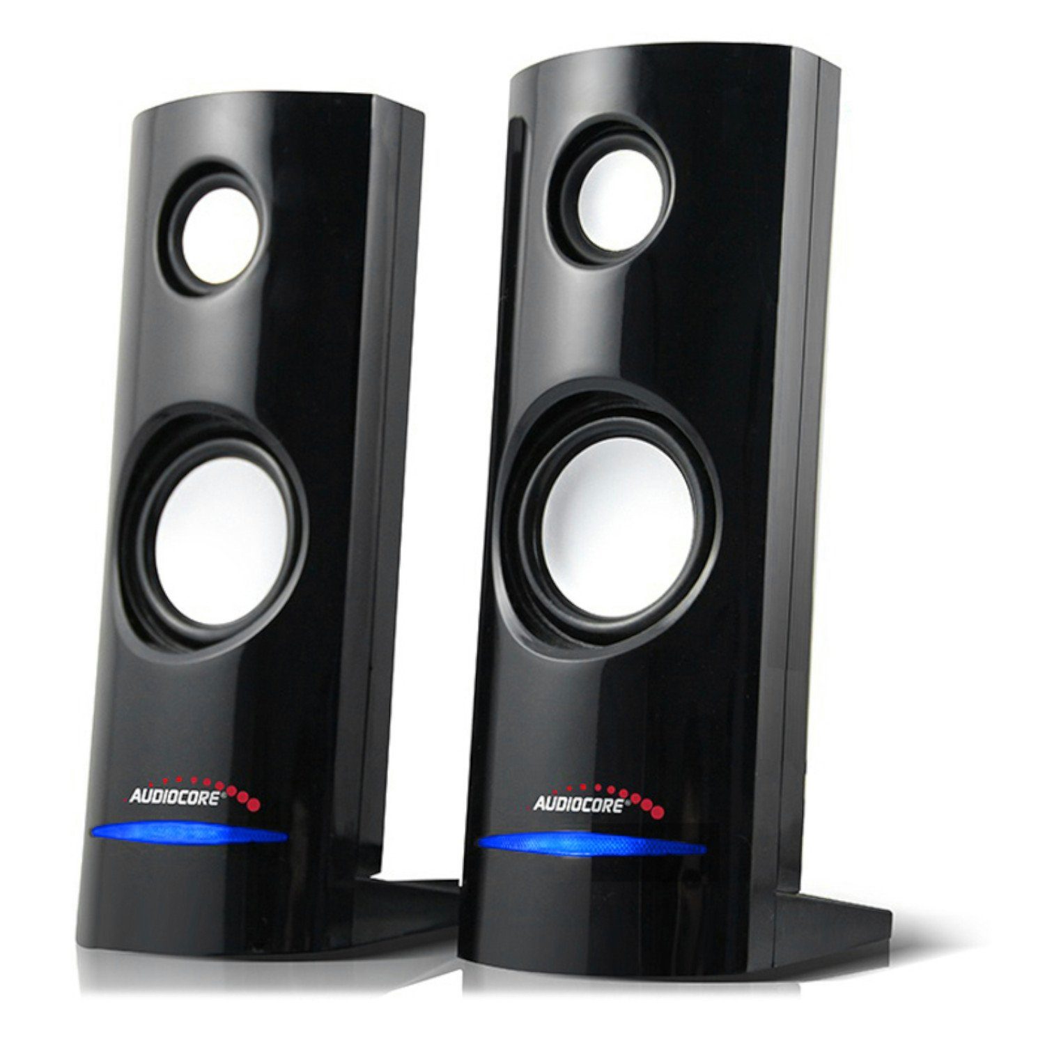 Audiocore AC860 Stereo, 2.0 PC-Lautsprecher AUX-Kabel, (USB, LED-Beleuchtung) Lautstärkeregelung, W, 8 Blaue