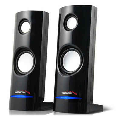 Audiocore AC860 Stereo, 2.0 PC-Lautsprecher (USB, AUX-Kabel, 8 W, Lautstärkeregelung, Blaue LED-Beleuchtung)