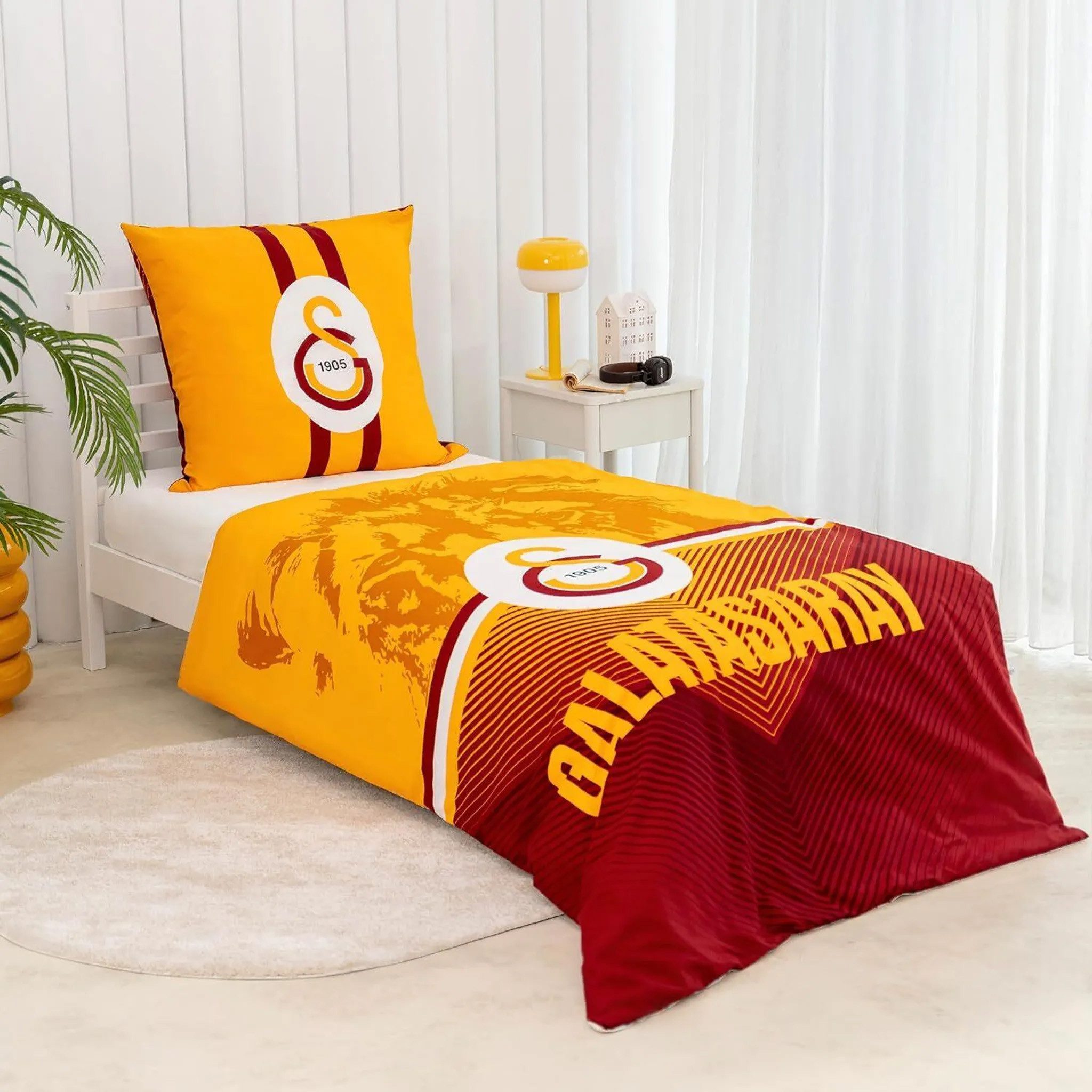 Tac Jugendbettwäsche GALATASARAY Bettwäsche-Set, Baumwolle, 2 teilig, Doppelseitig, superweich, verdeckter Reißverschluss
