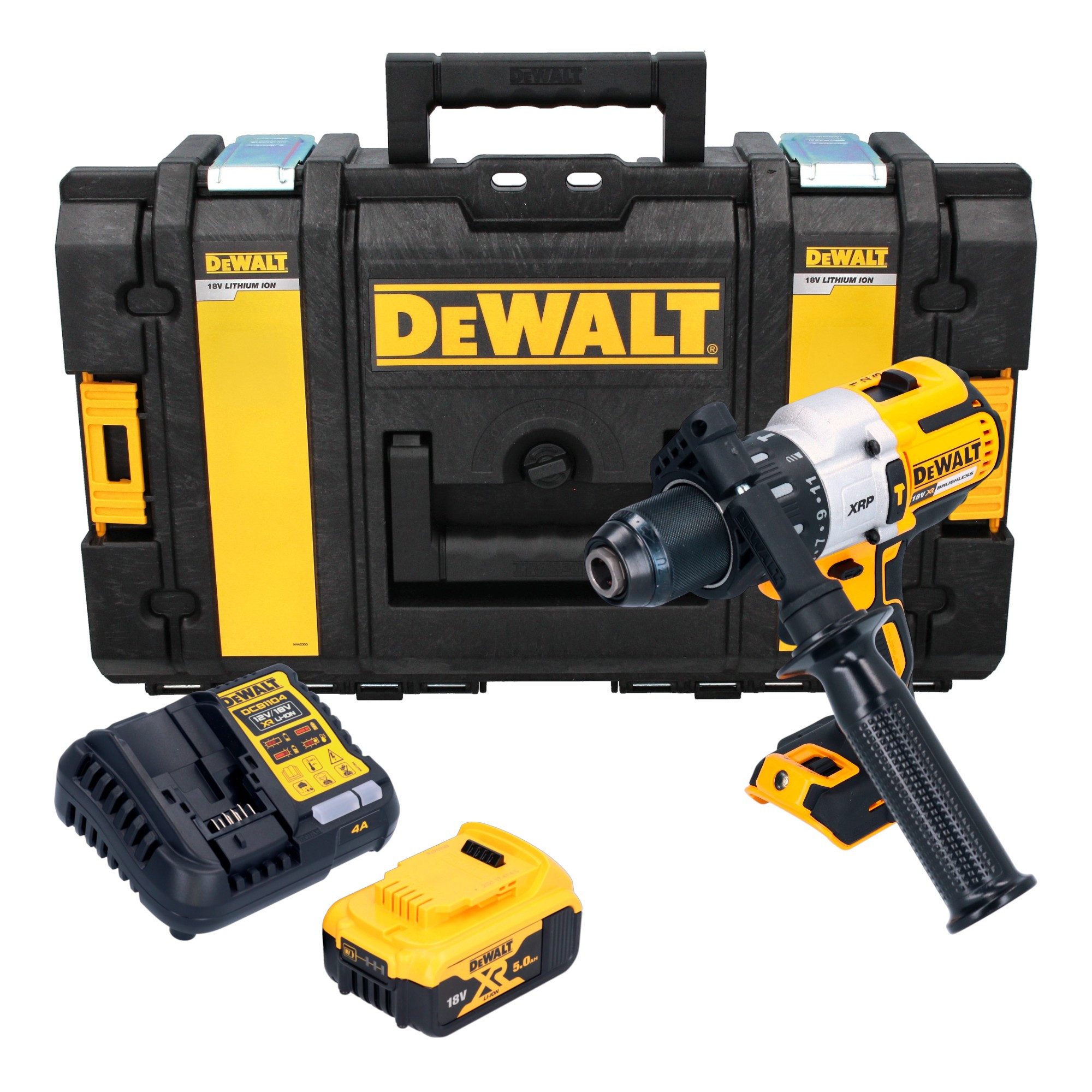 DeWalt Akku-Schlagbohrschrauber DCD 996 P1 18V 95Nm Brushless + 1x Akku 5,0 Ah + Ladegerät + Tough Box