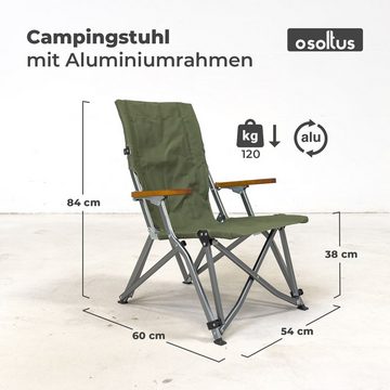 osoltus Campingstuhl osoltus 2 x Faltsessel mit Tisch Low Campingstuhl Bergen Alu eloxiert
