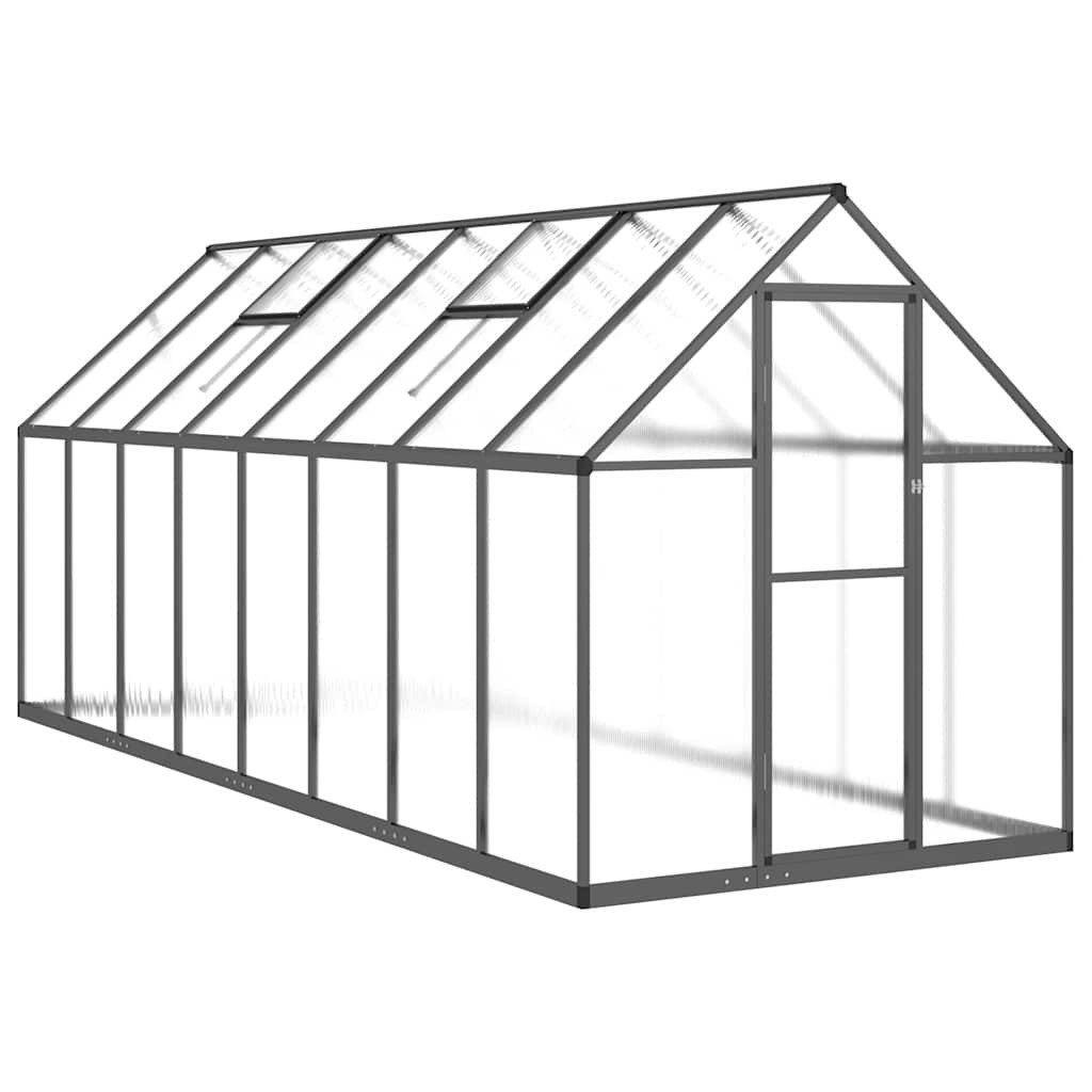 Gewächshaus Gewächshaus mit Fundamentrahmen Anthrazit 445x169x195 cm Alu