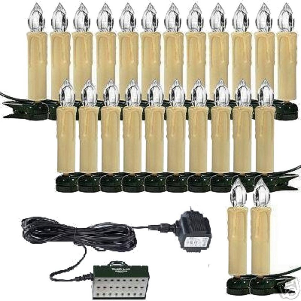 340047KW Weihnachtskerzen 24x LED-Lichterkette, Außen IP44 kaltweiß LED Stecksystem 24-flammig, TRANGO